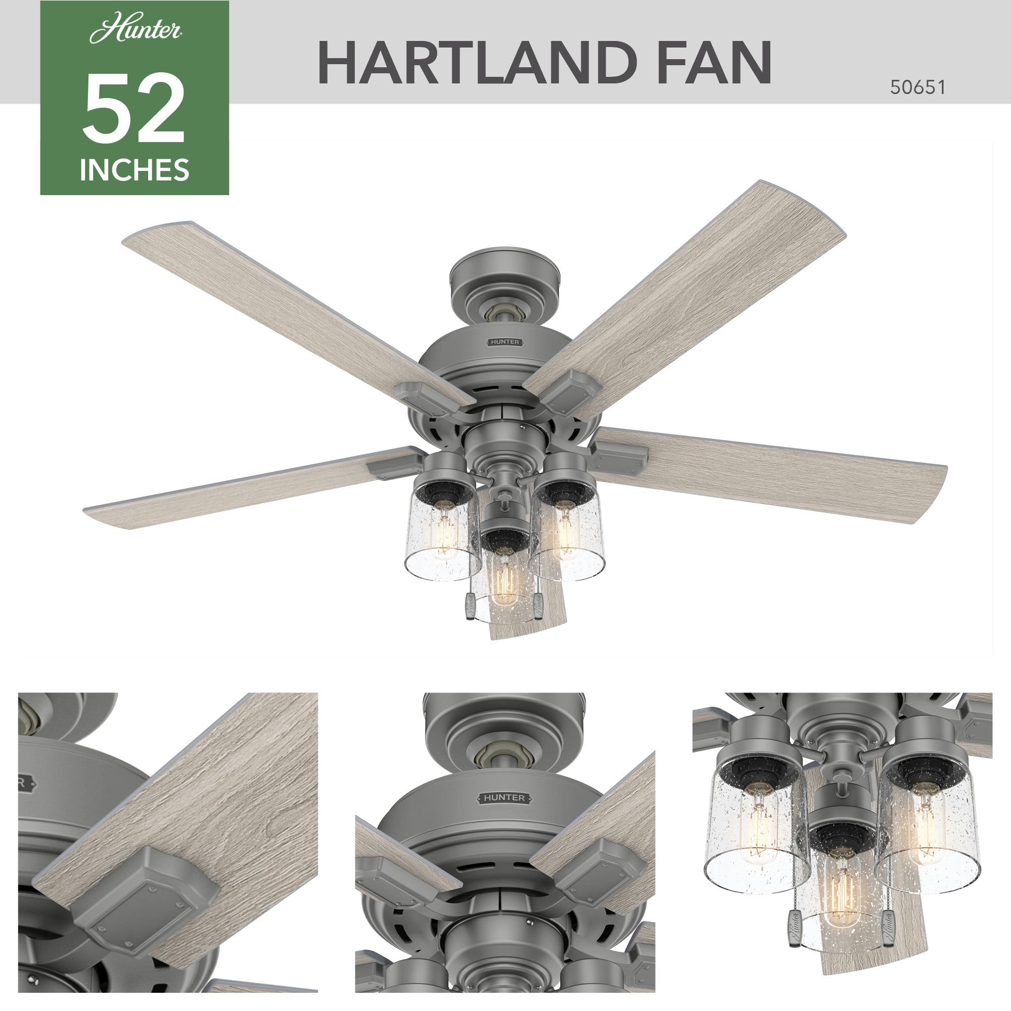 52" Hartland 5 - Blade Standard Ceiling Fan with Pull Chain and Light Kit Included