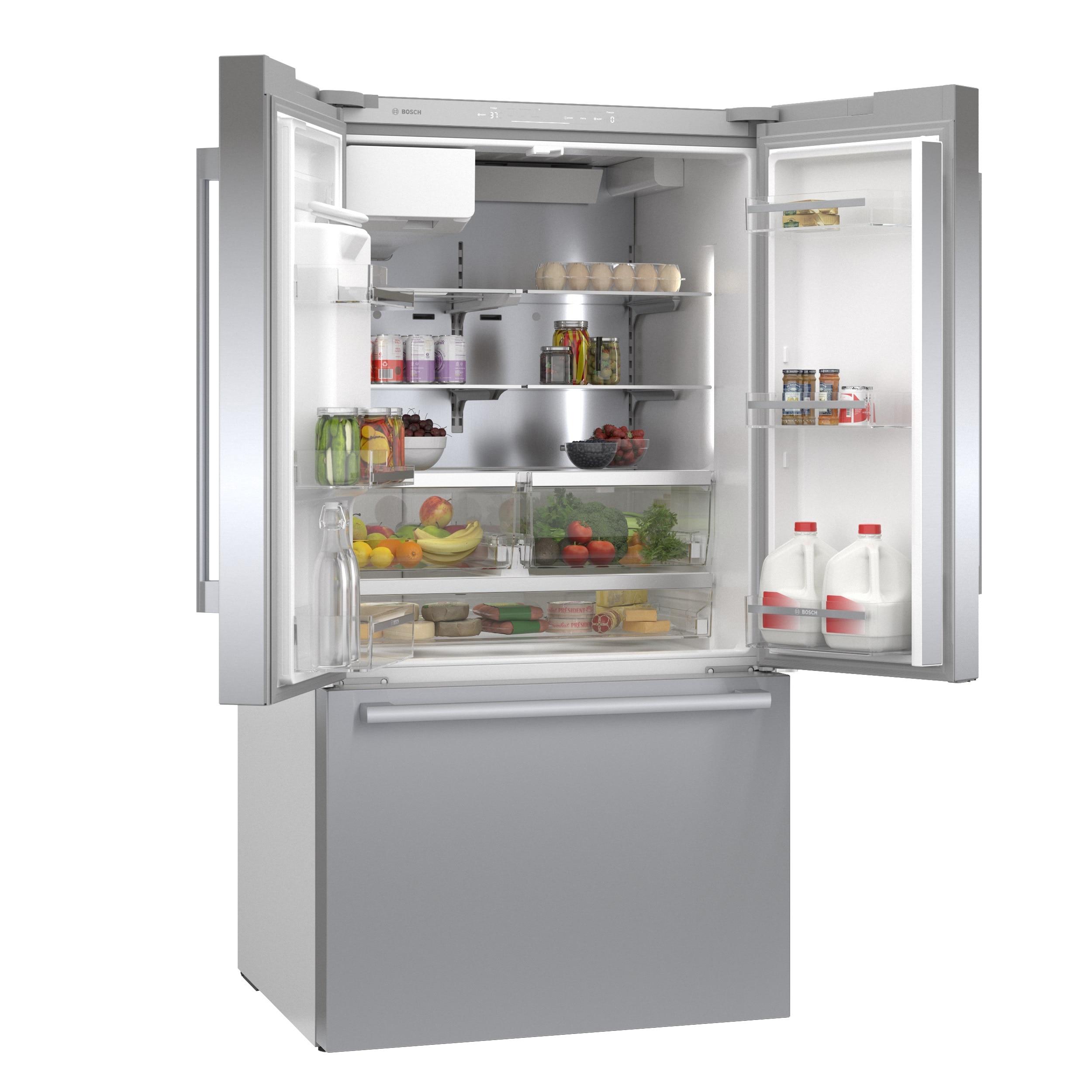 Bosch - 500 Series 36-Inch Smart French Door Standard-Depth Refrigerator With Quickicepro, Anti-Fingerprint, External Water & Ice, Home Connect