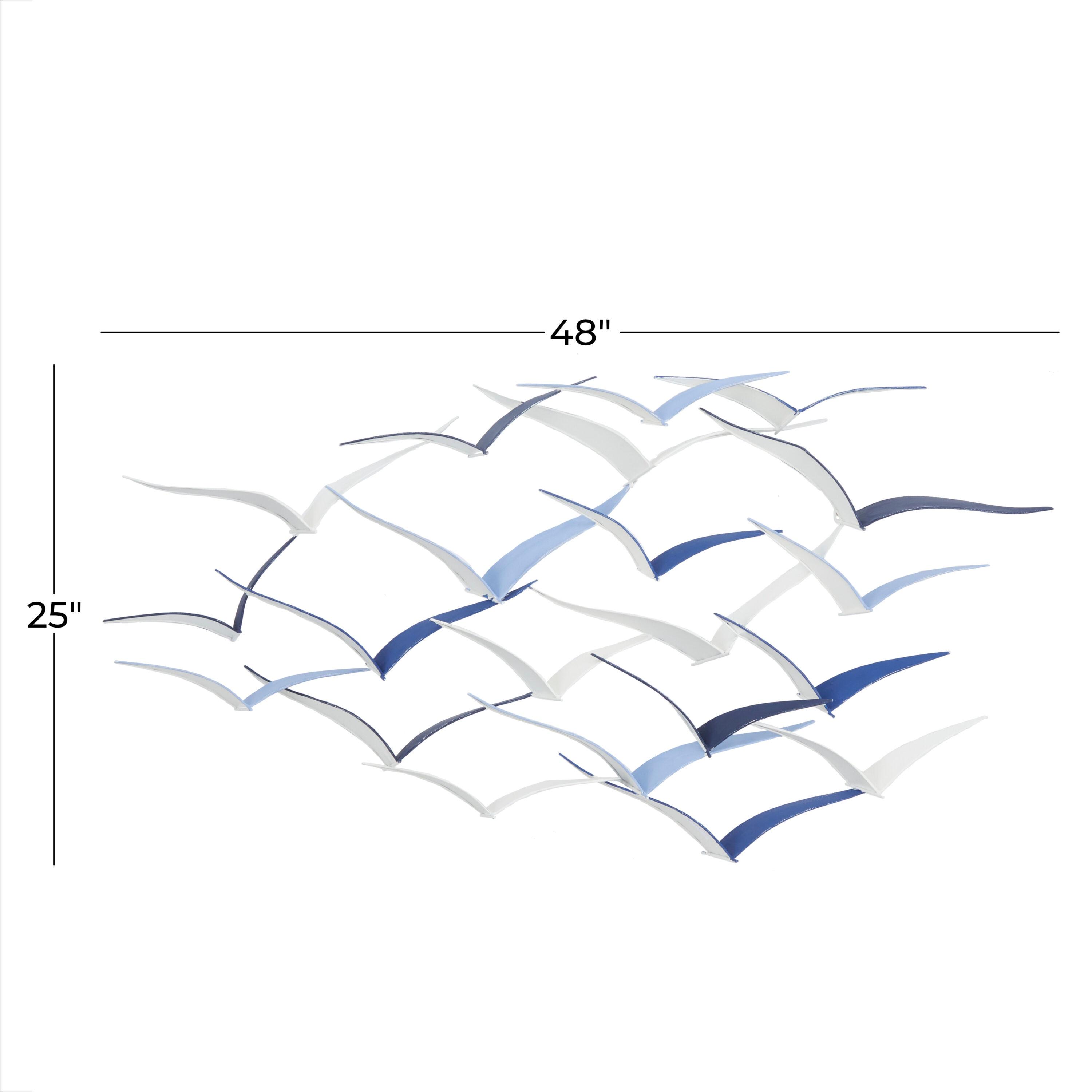 Metal Bird Flying Flock Wall Decor Blue - Olivia & May: Iron Nautical Art, Vertical Orientation, Spot Clean