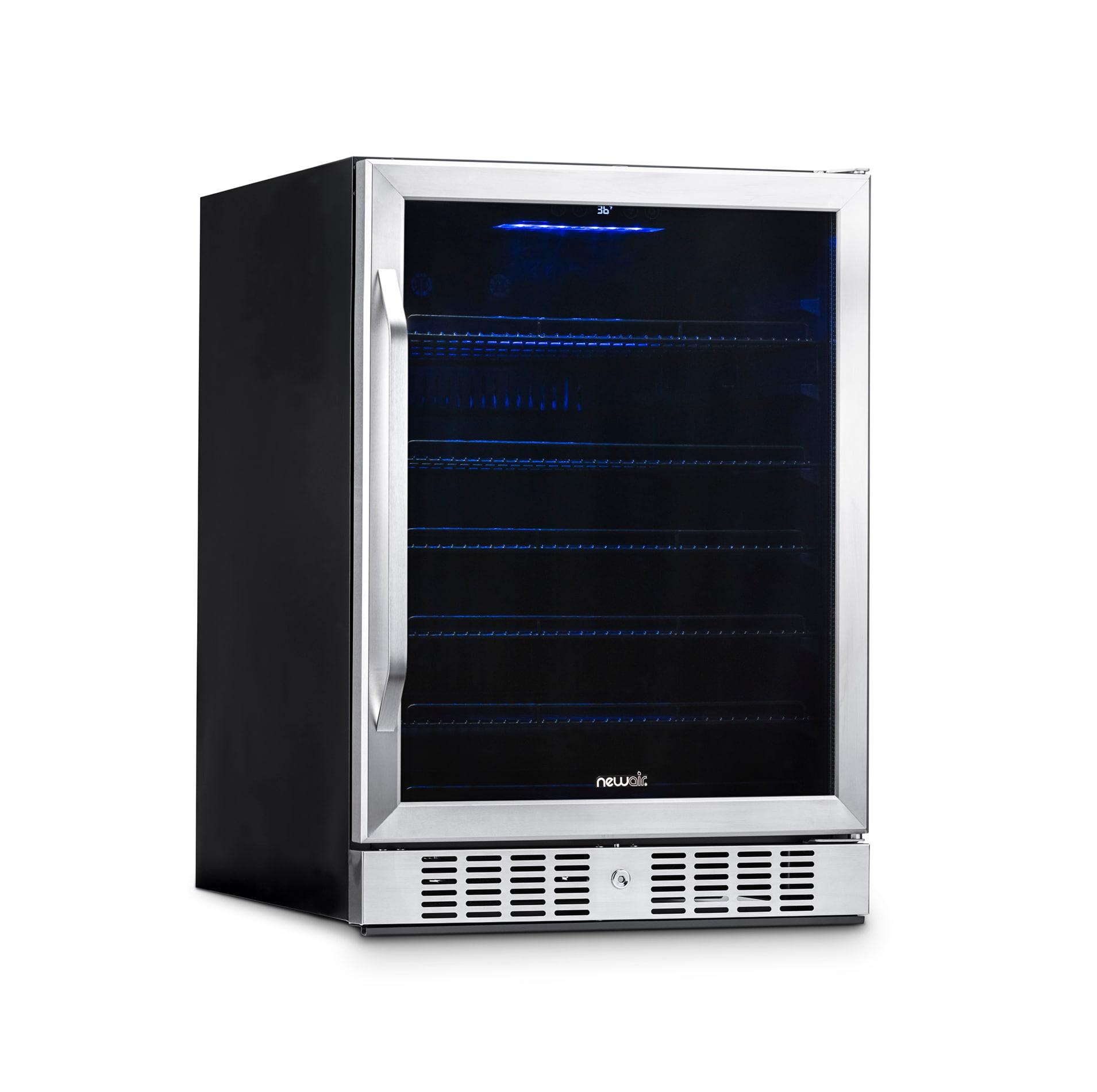 Newair 24” Built-in 177 Can Beverage Fridge in Stainless Steel with Precision Temperature Controls and Adjustable Shelves