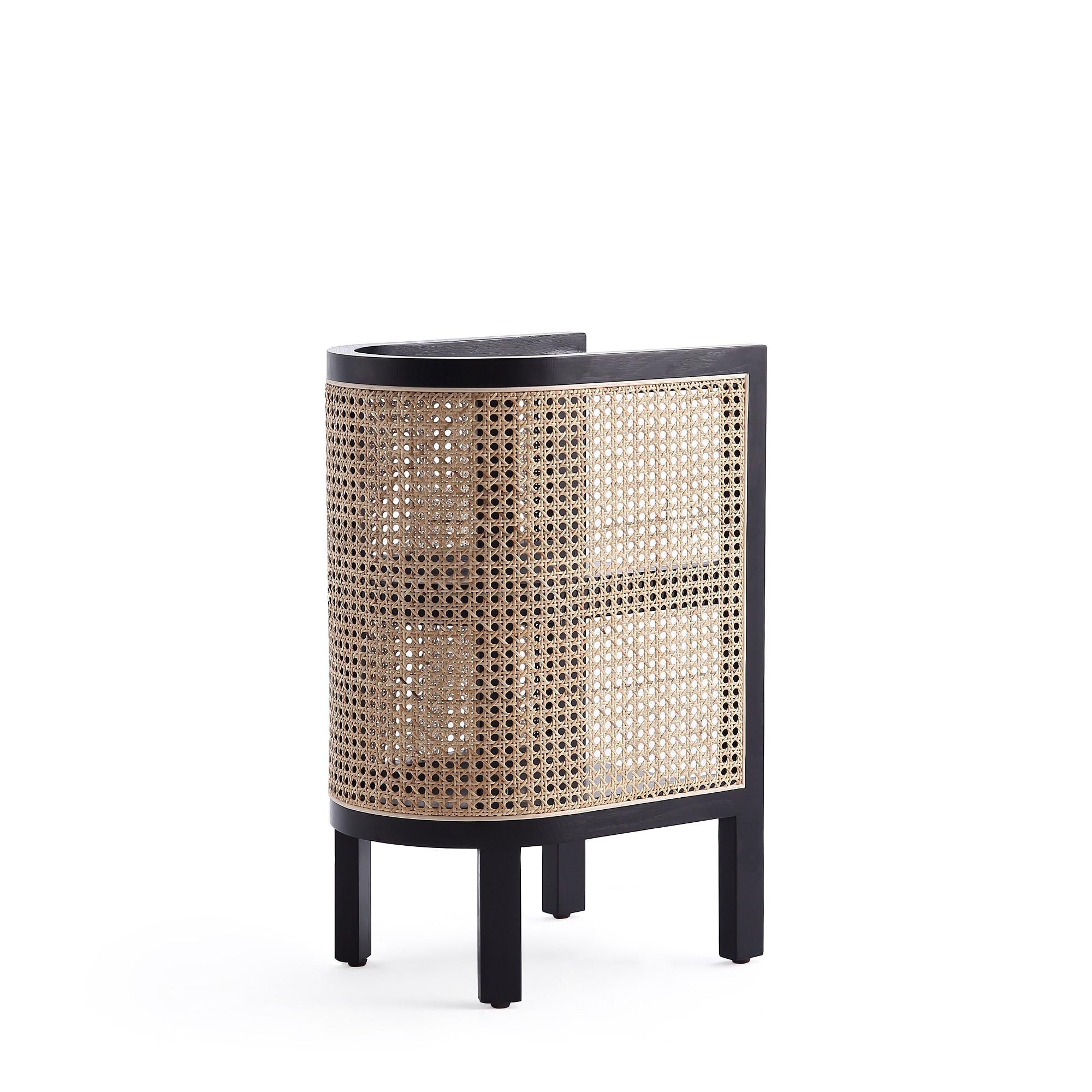 Versailles End Table Black/Natural - Manhattan Comfort: Half Moon Design, Fixed Shelf, Ash Material