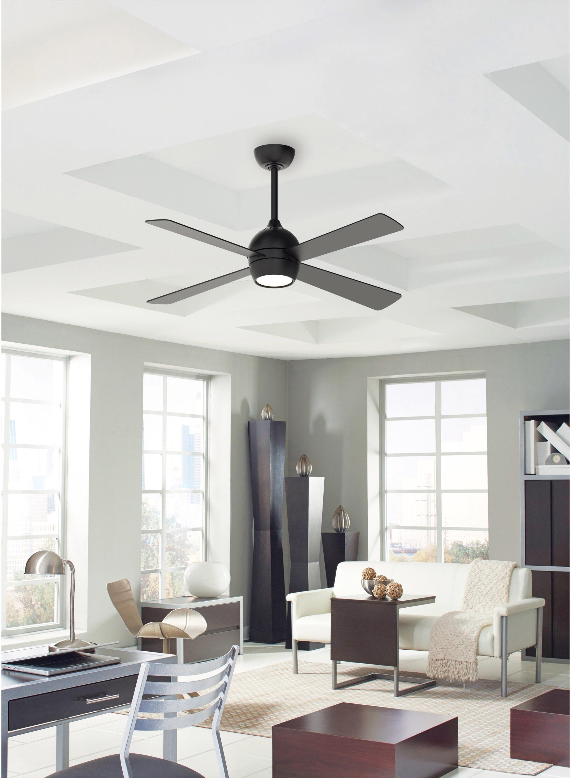 Indi Ceiling Fan + Light - Matte Black / 52"