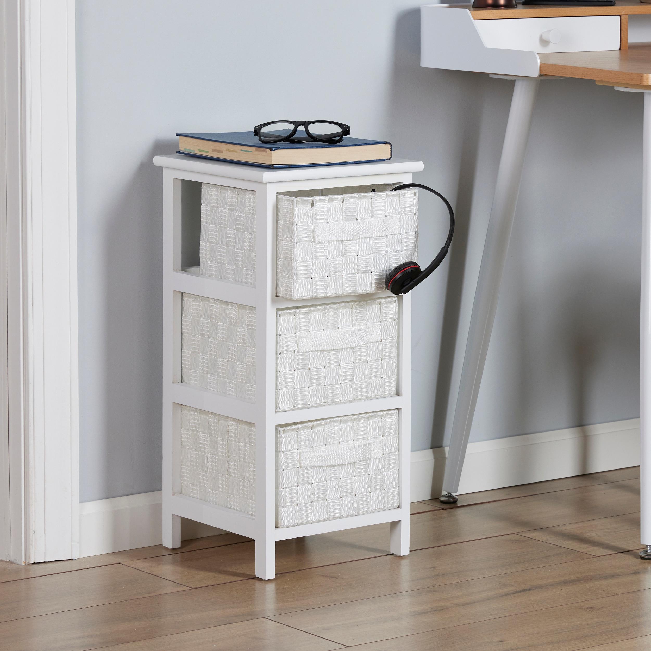Honey-Can-Do 3 Drawer Chest White: Decorative Storage Drawers, Wood Surface, 24" Height, 12" Depth, 3 Shelves