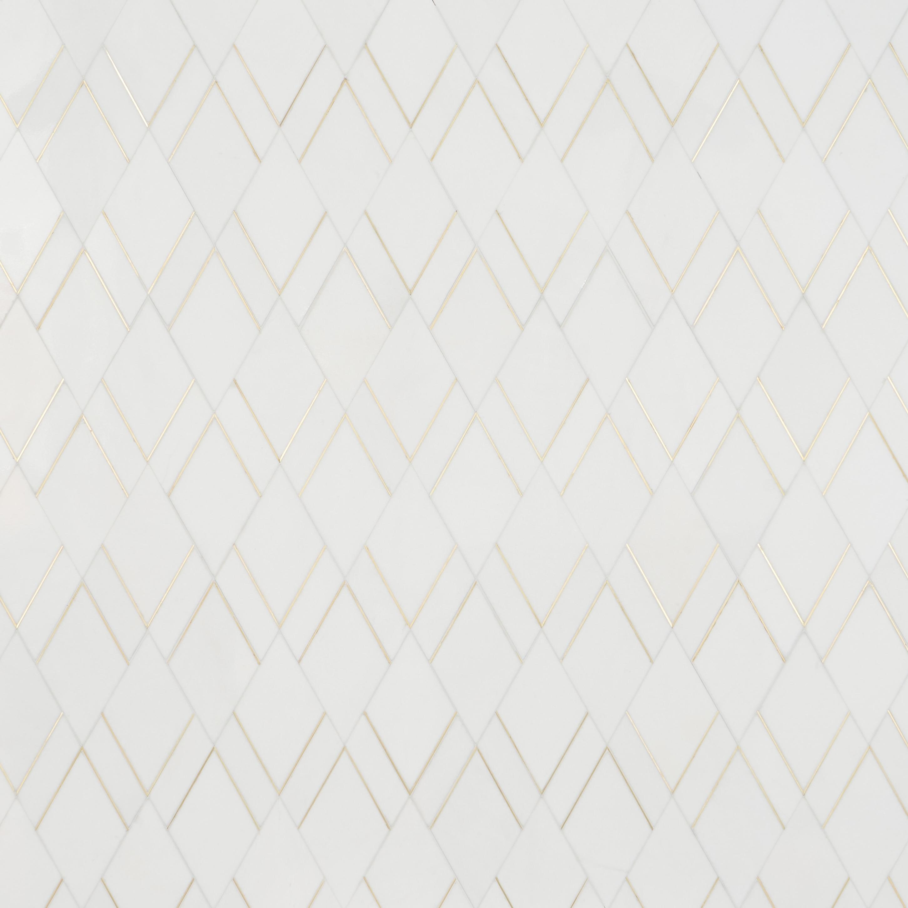 Mehko 11.81 in. x 14.96 in. Polished Marble and Brass Wall Tile