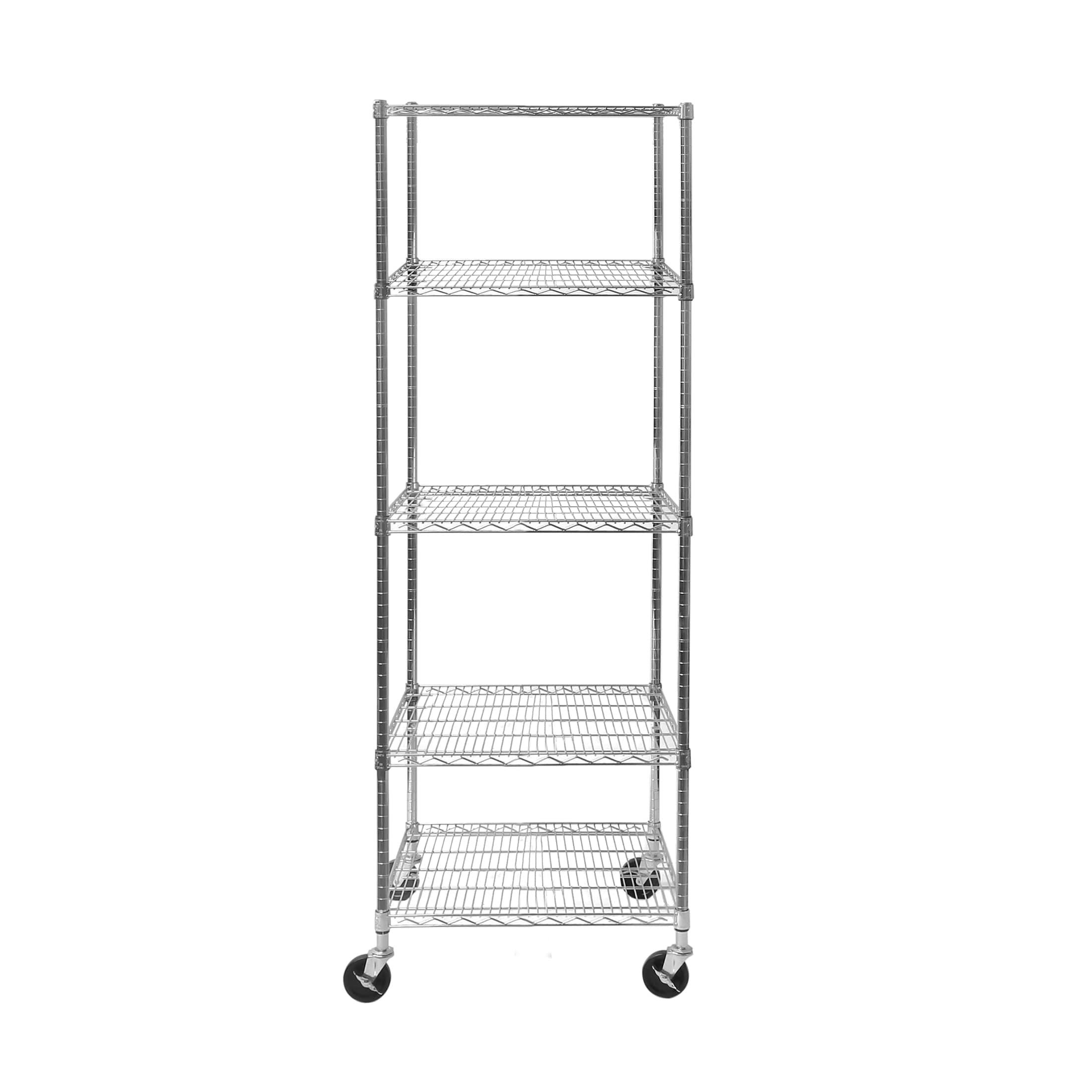 UltraDurable 24" W 5-Tier NSF-Certified Steel Shelving with Wheels