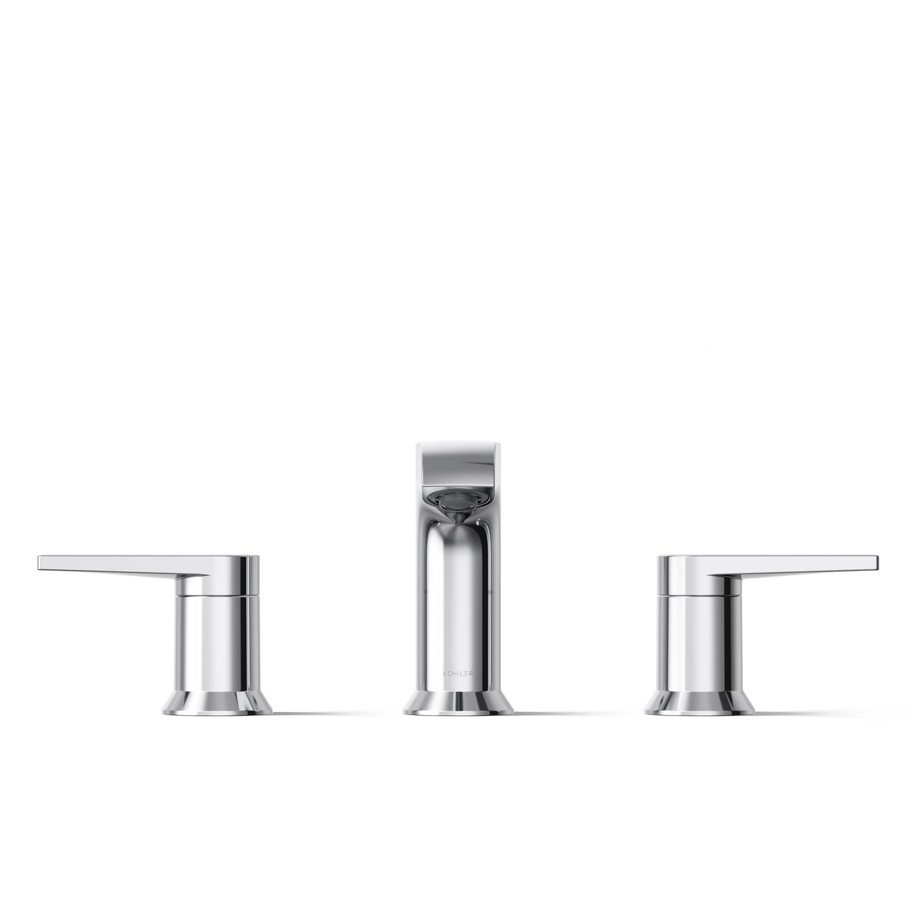 Kohler Hint Widespread Bathroom Faucet with Pop-Up Drain Assembly, 3 Hole 2-Handle Bathroom Sink Faucet, 1.2 gpm