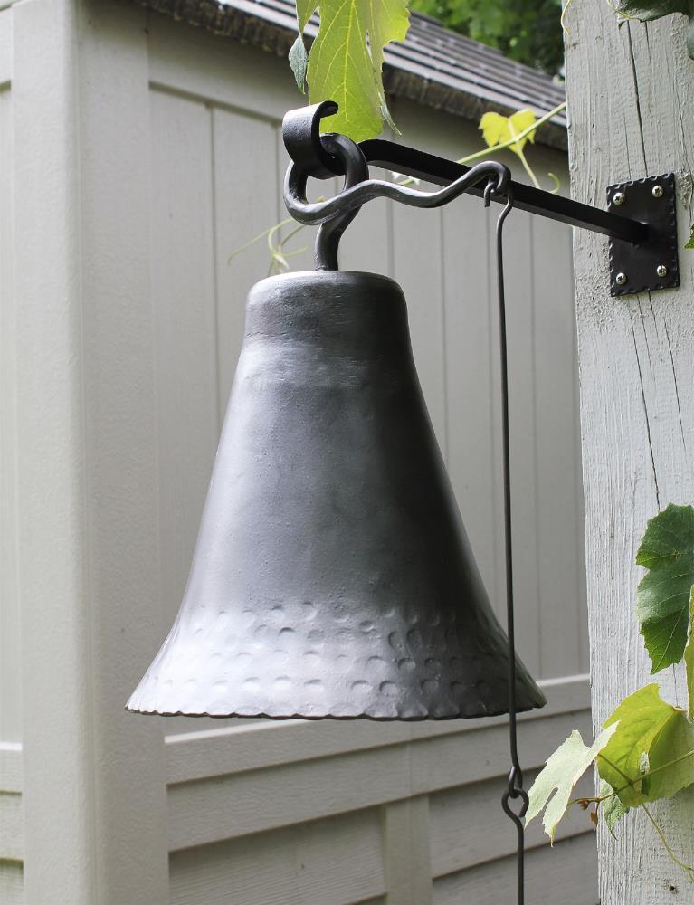 Large Wrought Iron Old Time Farmhouse Style Bell Black - ACHLA Designs: Weather-Resistant, No Assembly Required