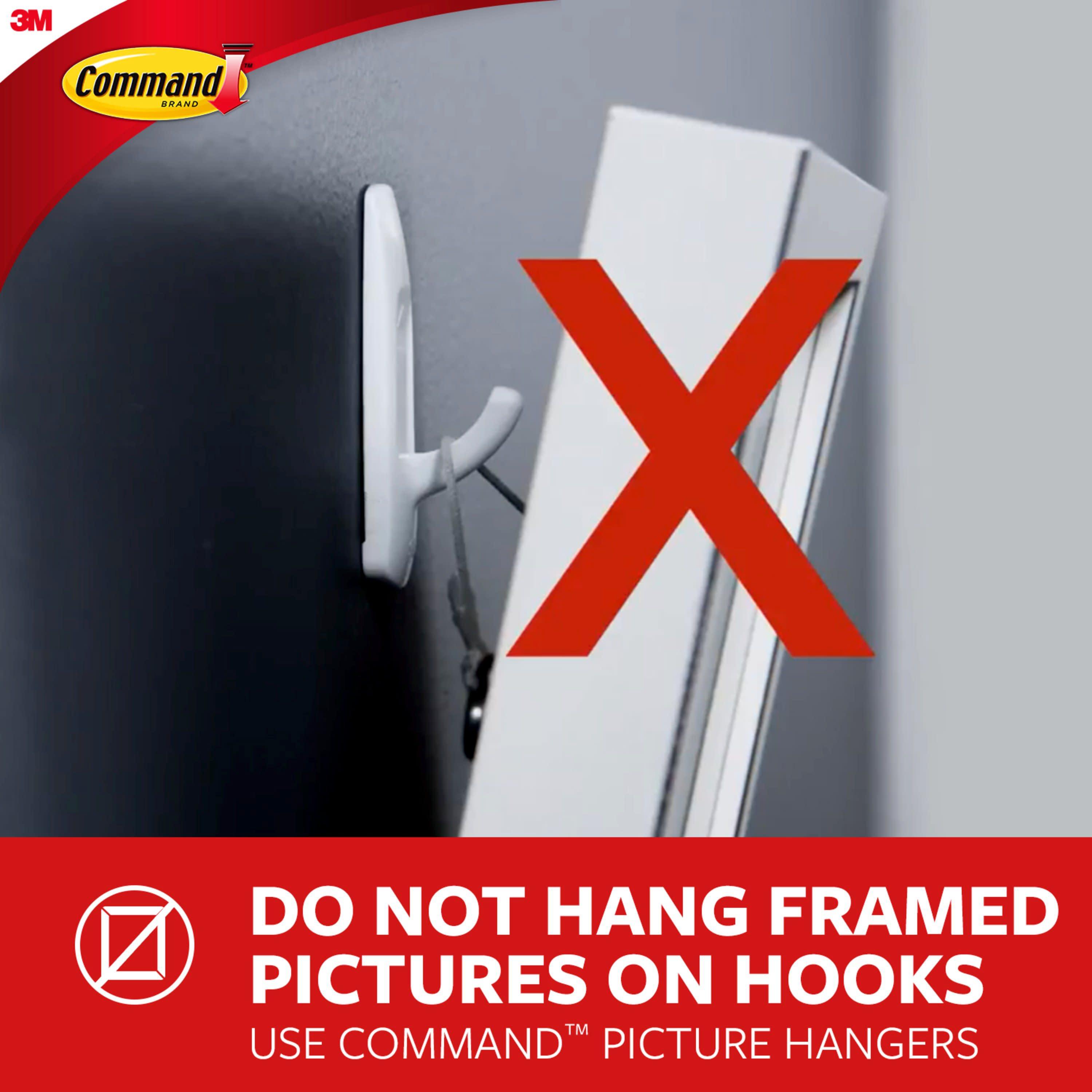 Command Medium Designer Hooks, White, 8 Wall Hooks, Damage-Free Hanging