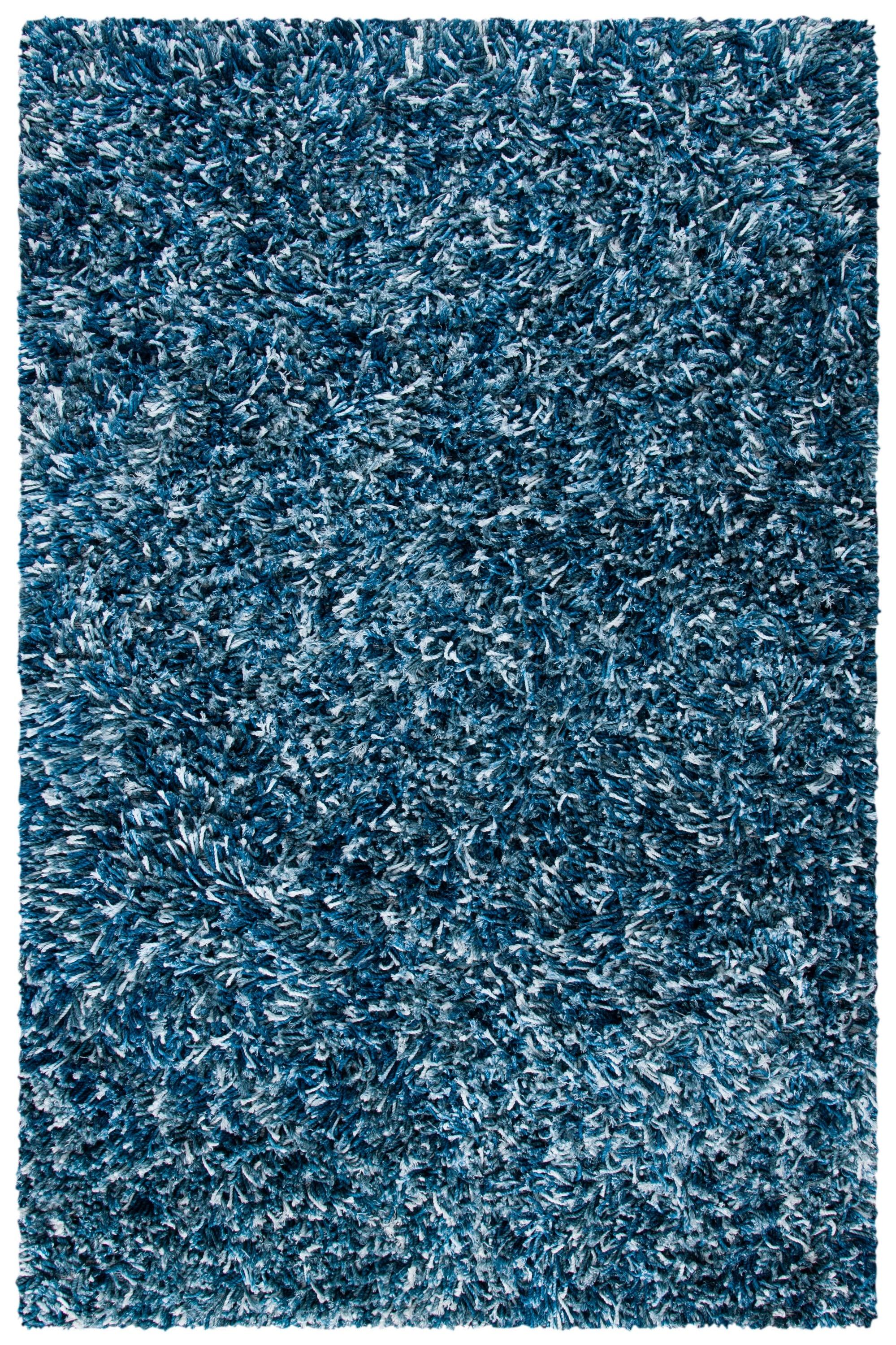 Rio Shag SG960 Hand Loomed Indoor Area Rug - Navy/Ivory - 6'x9' - Safavieh
