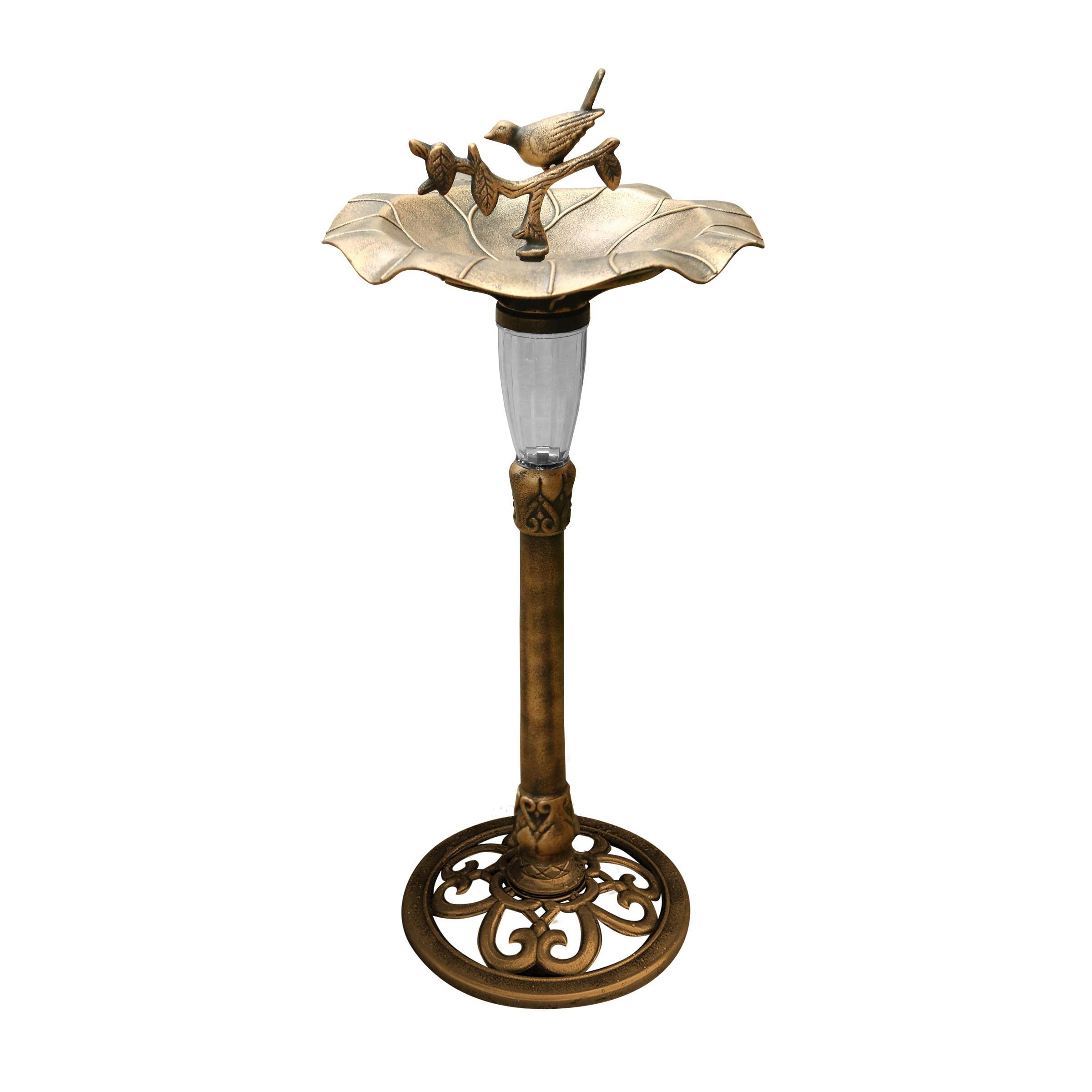 Alpine 41"H Solar Birdbath with Birds and LED Light for Garden