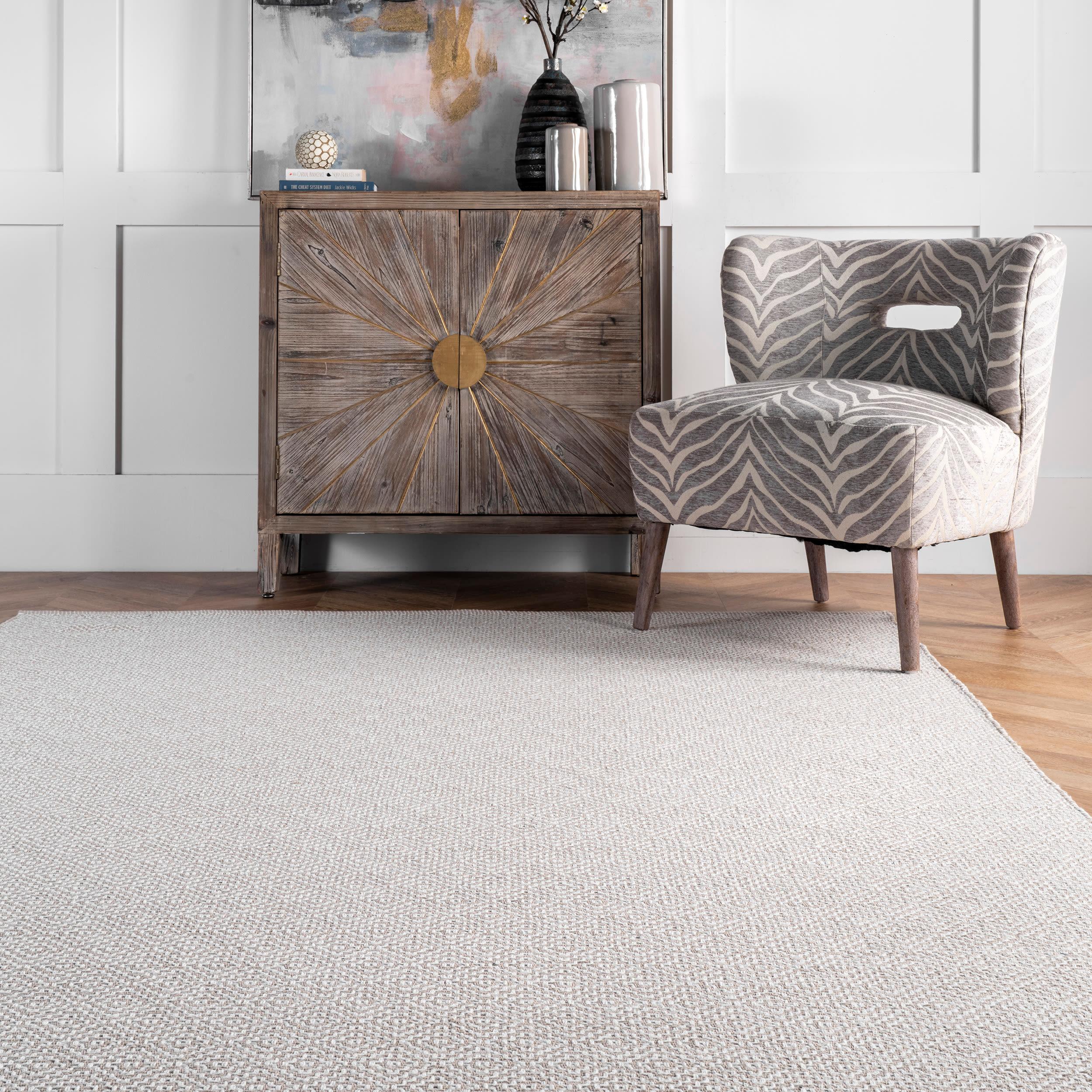 6'x9' Cotton Hand Loomed Lorretta Area Rug Taupe - nuLOOM: Modern Flat Pile Rectangle, Indoor Use, Canvas Backing