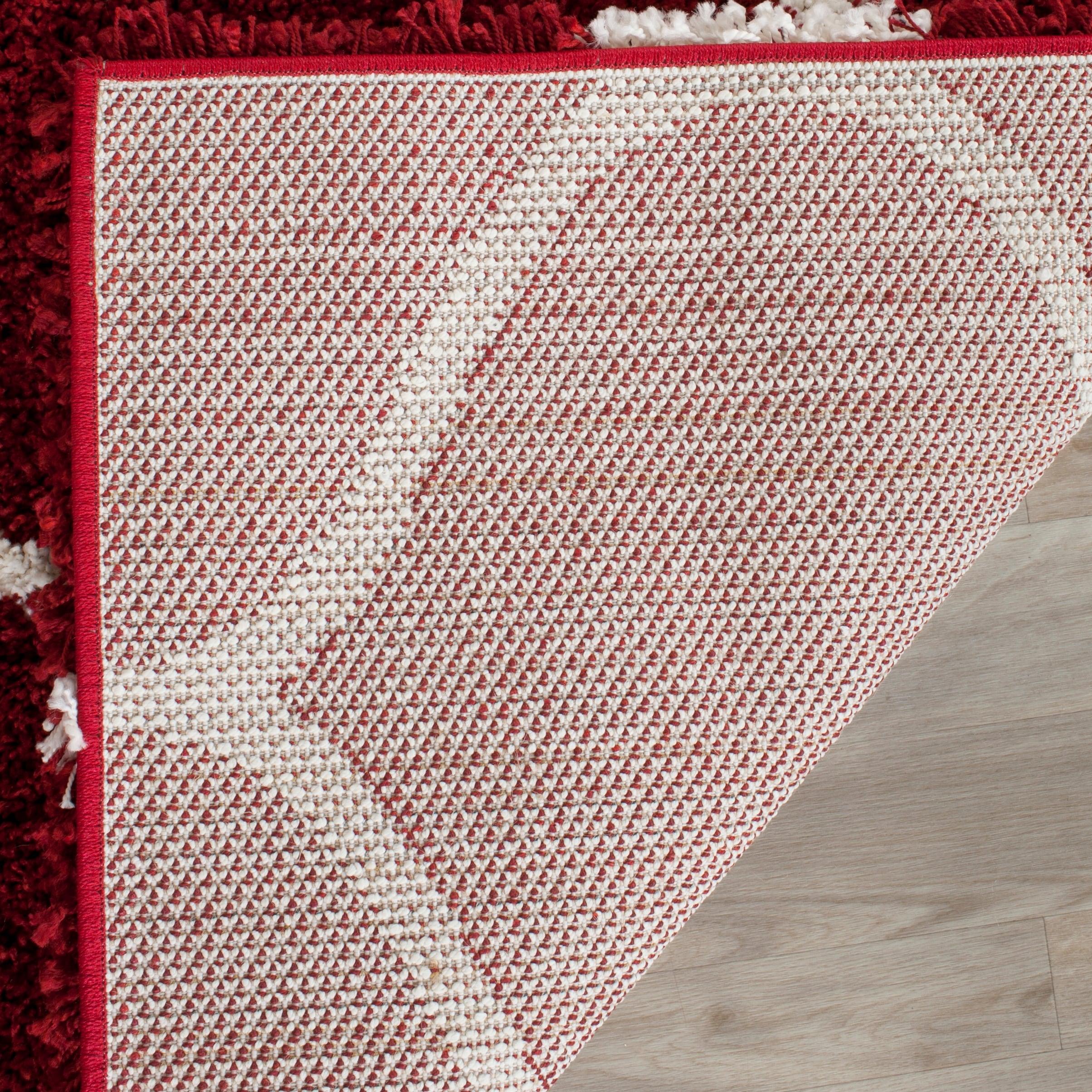 Hudson Shag SGH280 Power Loomed Indoor Area Rug - Red/Ivory - 7' Round - Safavieh