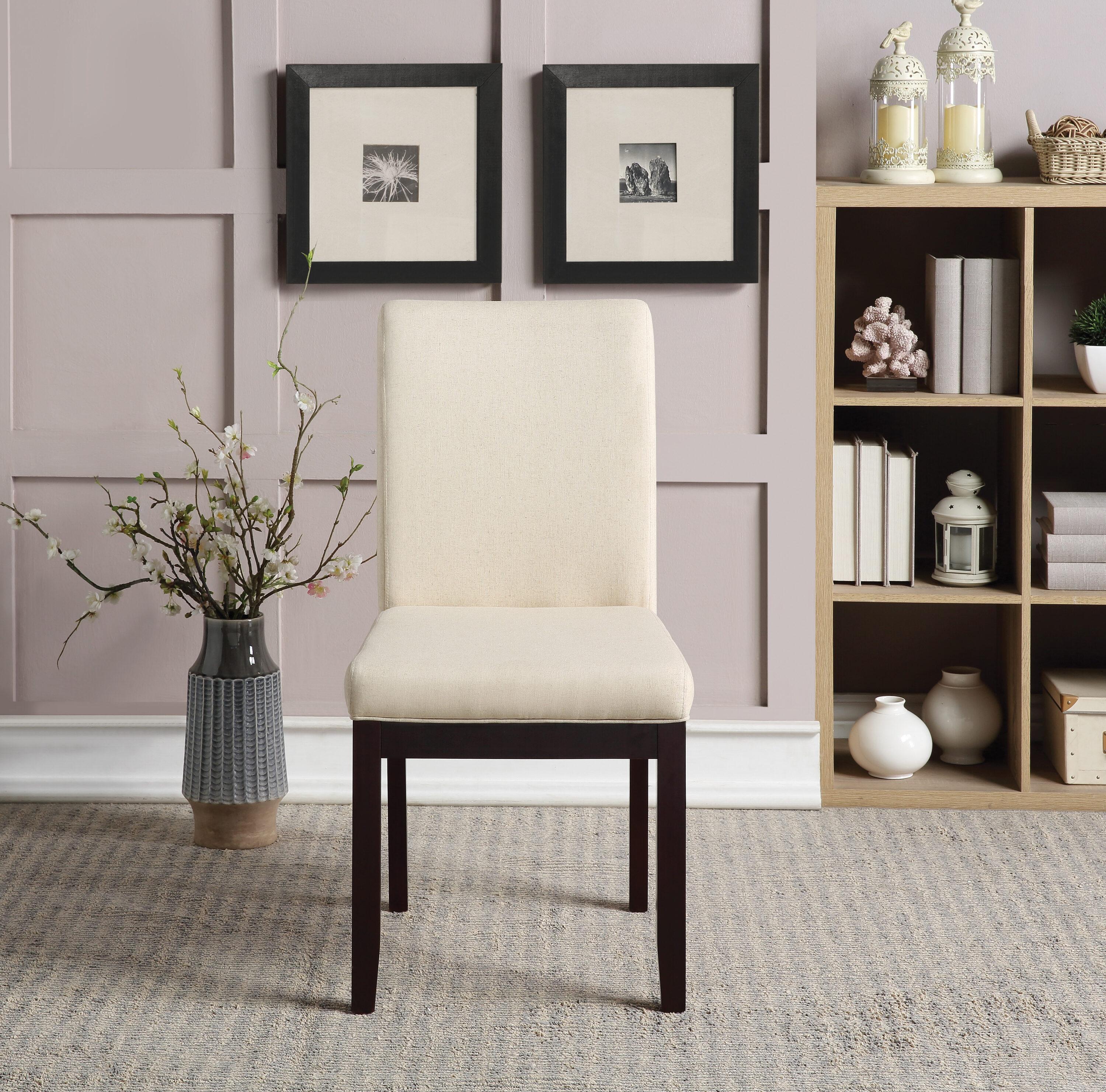 Dakota Parsons Chair Linen - OSP Home Furnishings: Classic Upholstered, Espresso Wood Legs, Easy Clean