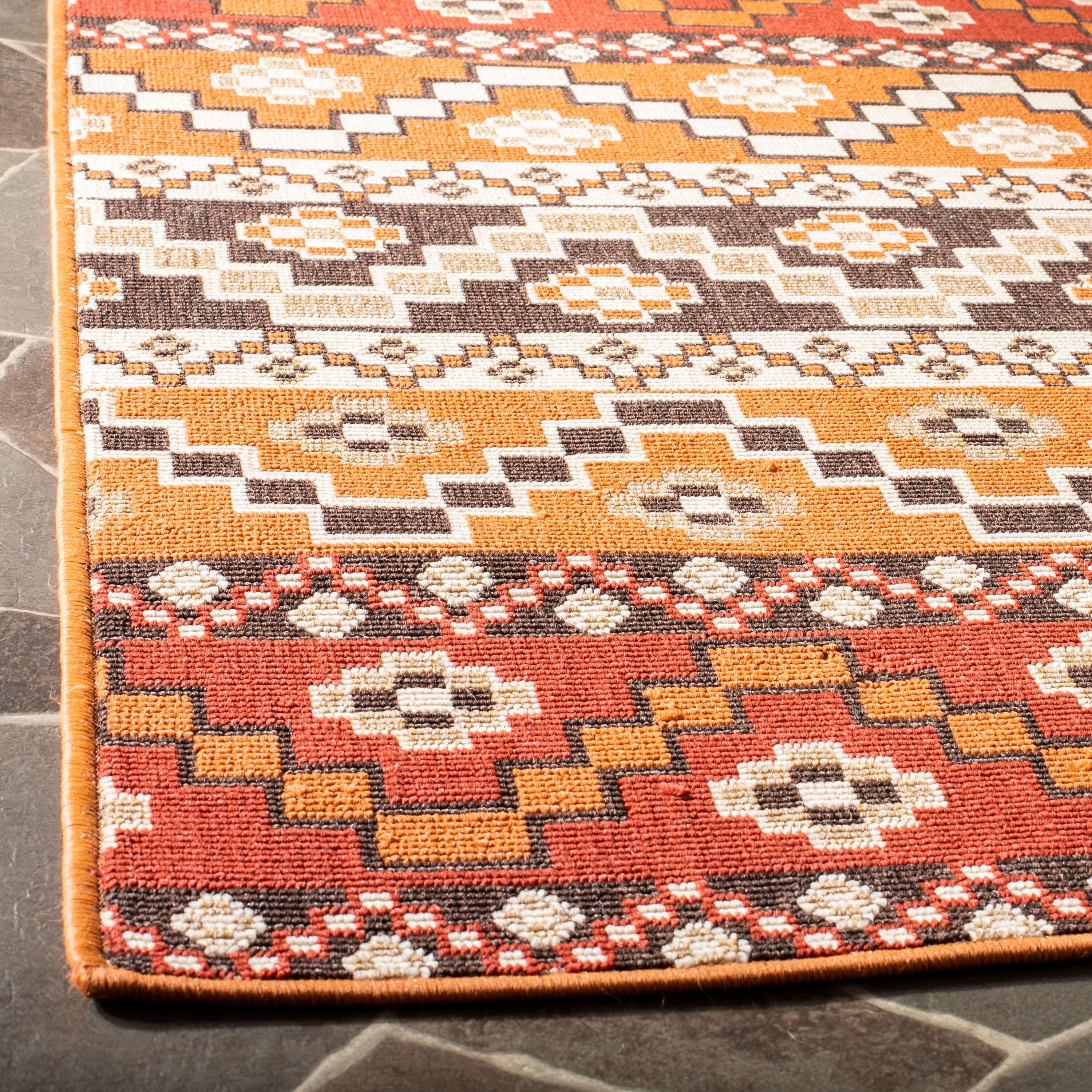 Veranda VER095 Power Loomed Indoor and Outdoor Accent Rug - Red/Chocolate - 2'7"x5' - Safavieh.