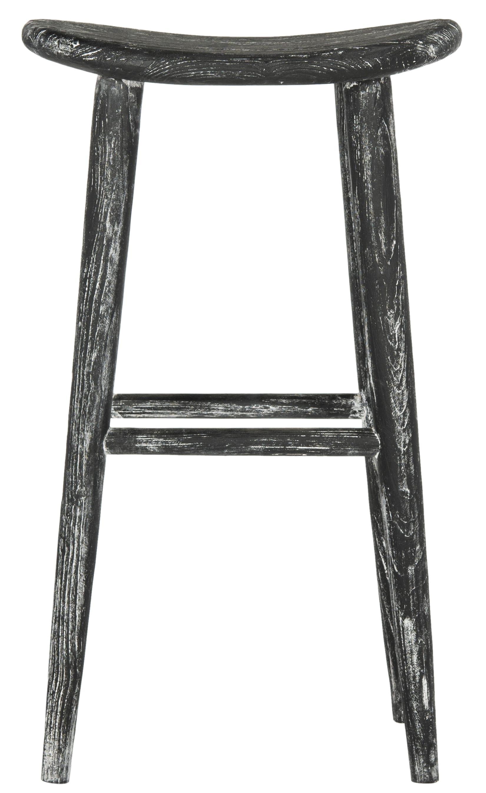 Colton Wood Bar Stool - BST1001 - Black/White Wash/Sungkai Wood - Safavieh