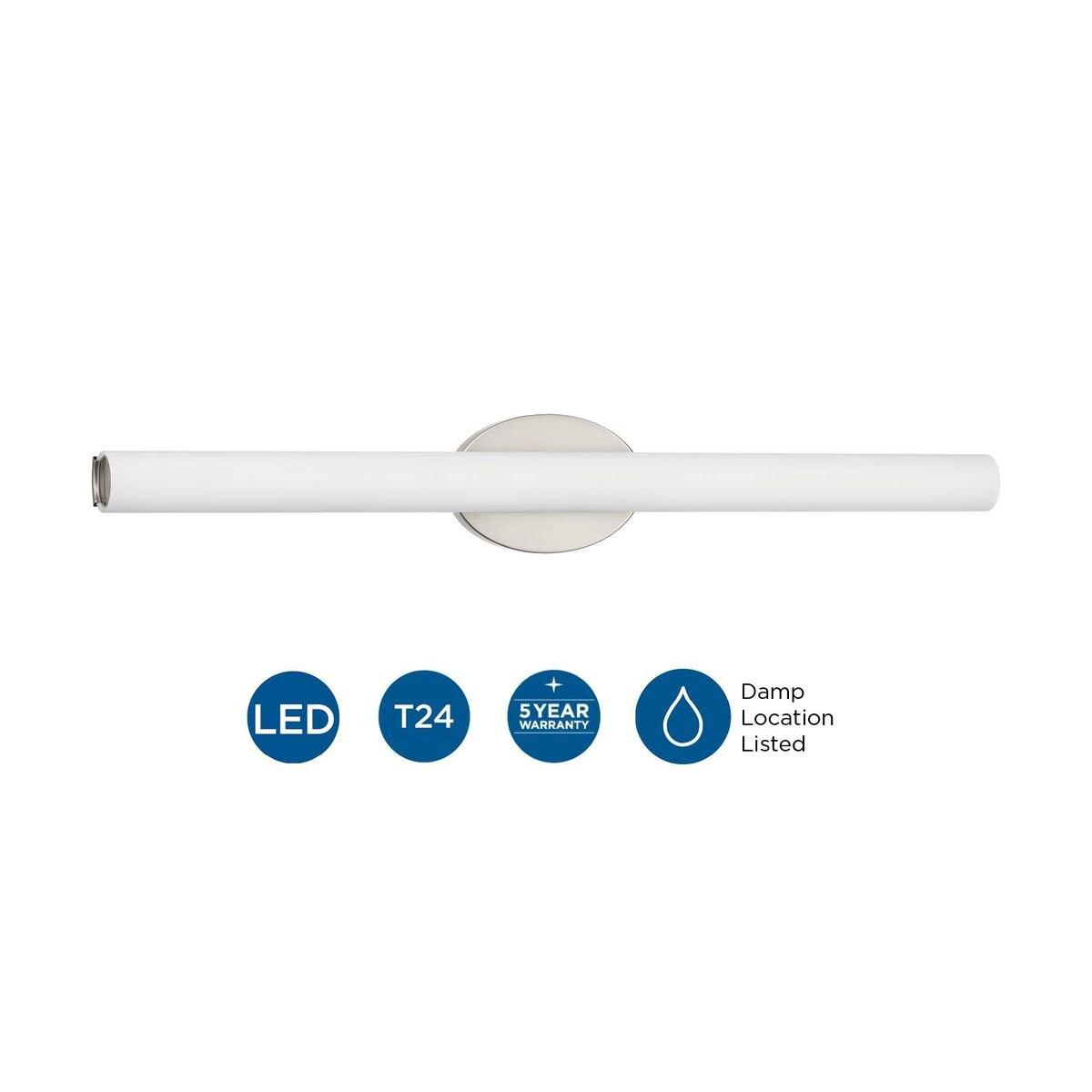 Progress Lighting Parallel Collection 1-Light LED Bath Vanity Fixture, Brushed Nickel, Opal Glass Shade