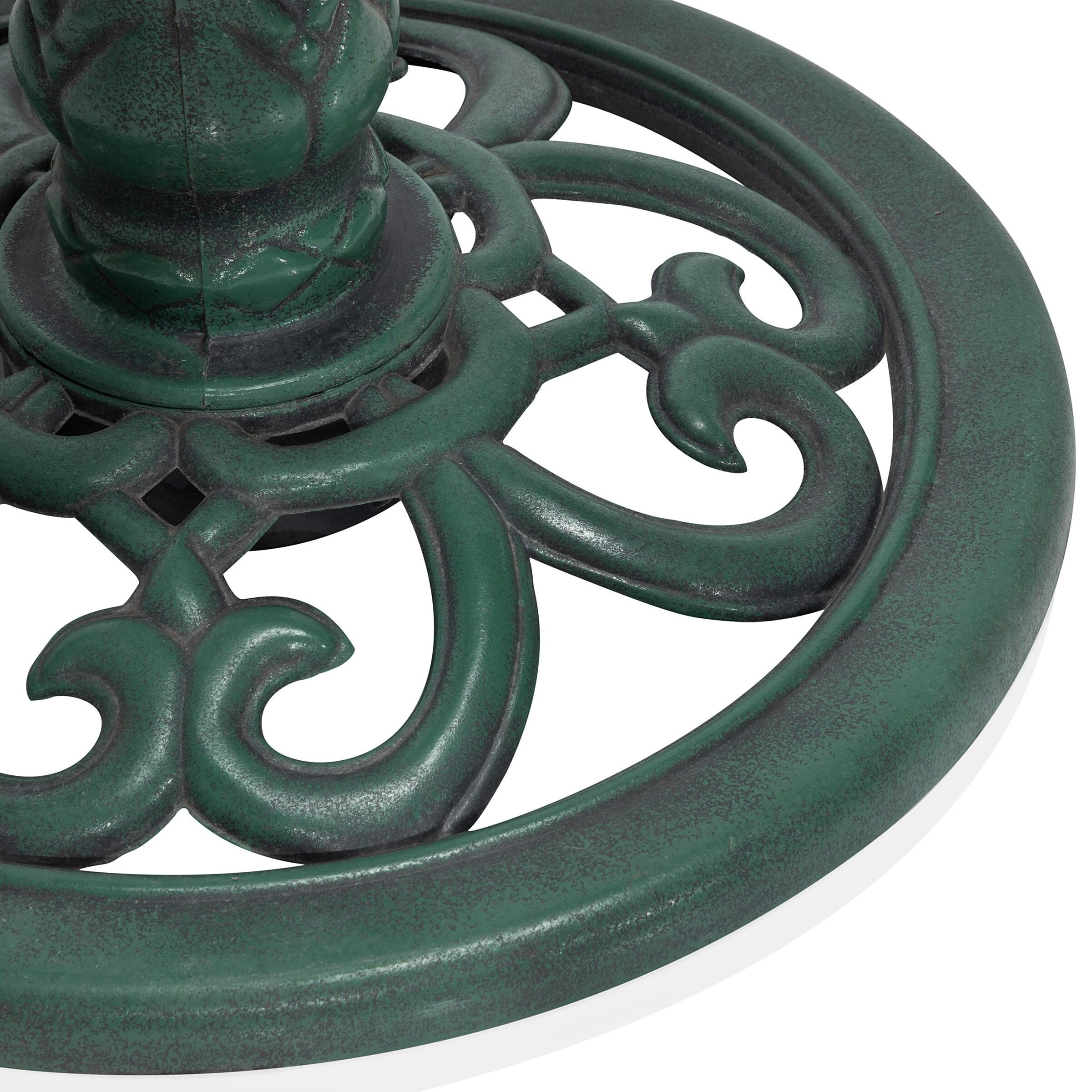 Alpine Corporation 15" x 25" Plastic Scrollwork Bird Bath, Green