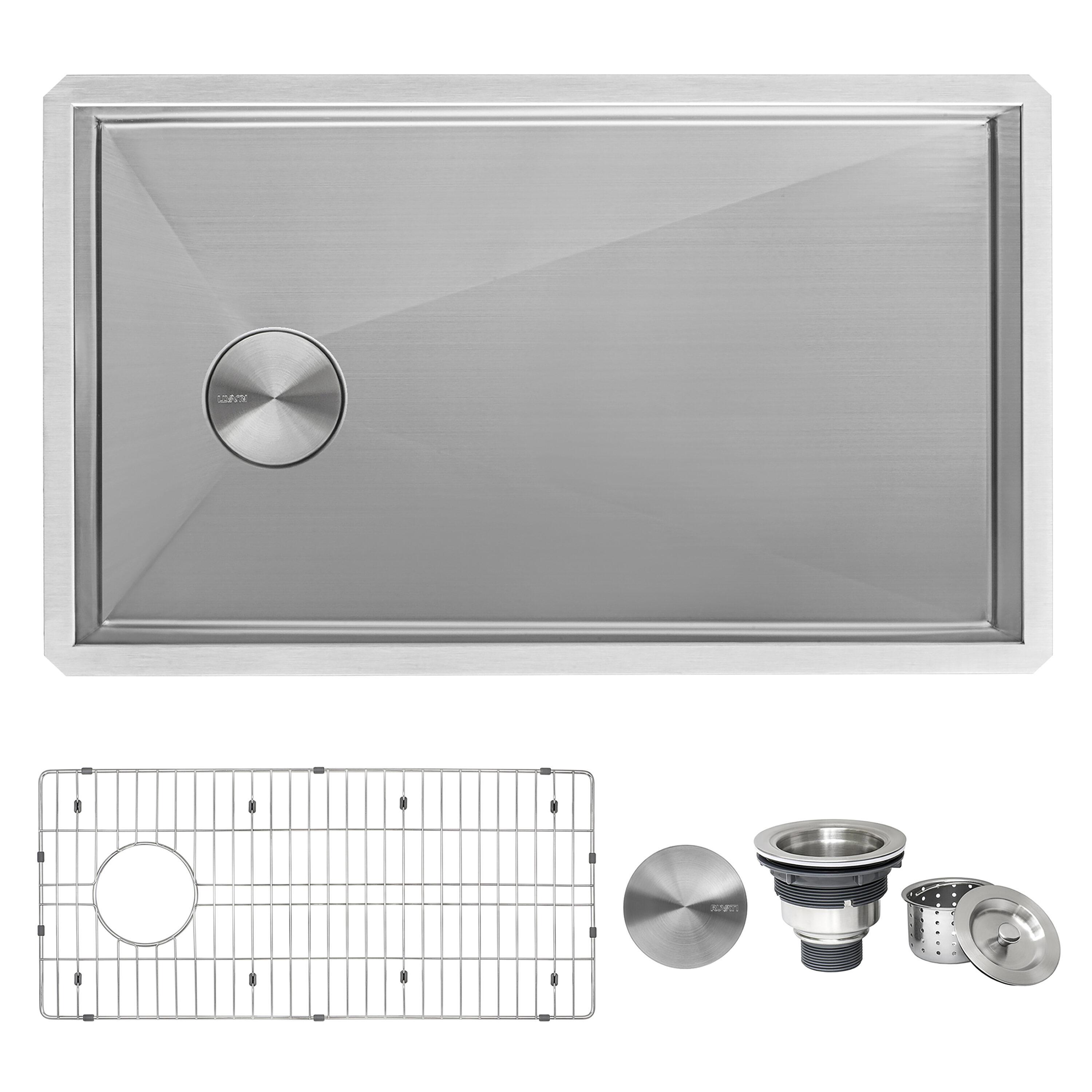 Ruvati 30-inch Slope Bottom Offset Drain Undermount Kitchen Sink Single Bowl Stainless Steel