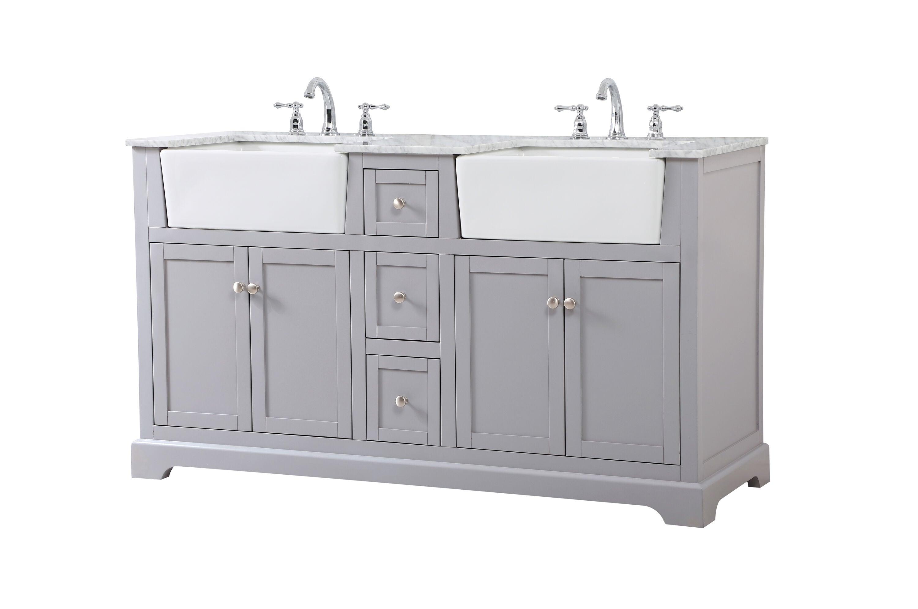 Elegant Decor Franklin 60" Aluminum MDF Double Bathroom Vanity in Gray