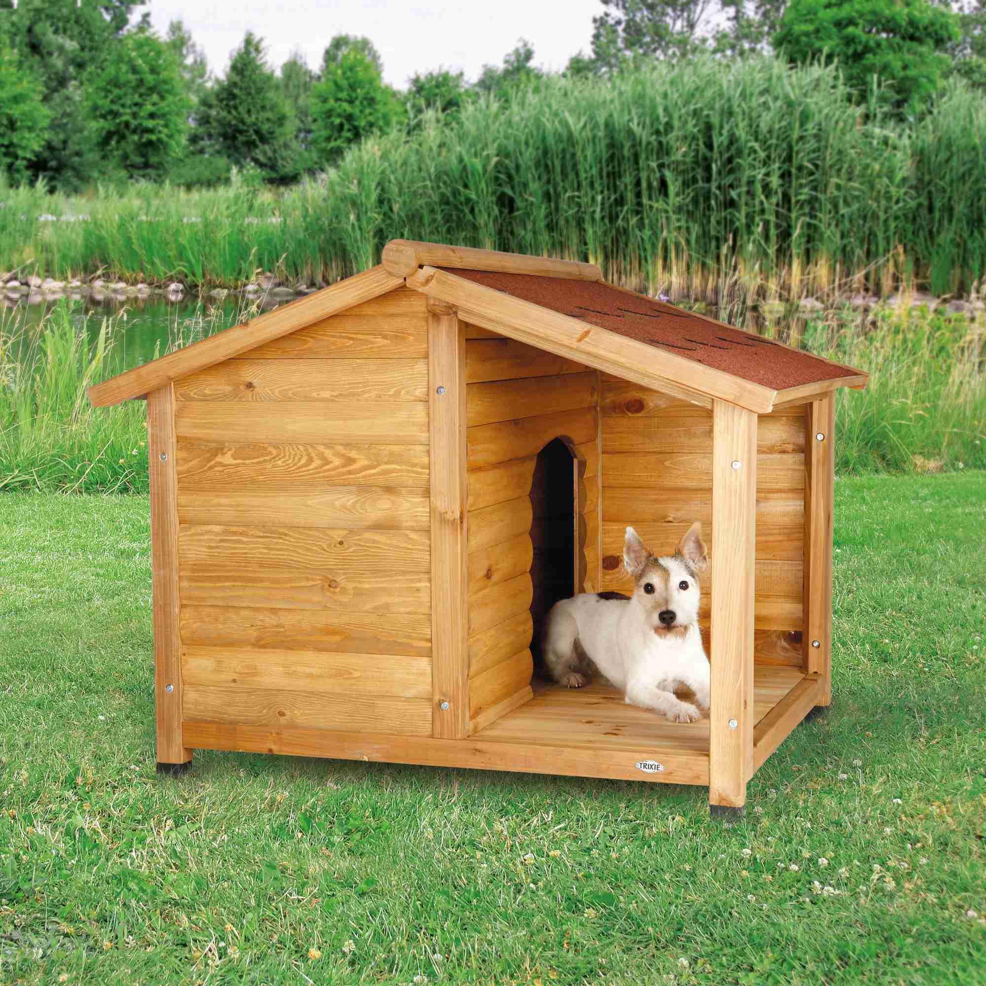 TRIXIE Natura Weatherproof Outdoor Lodge Dog House, Elevated Floor