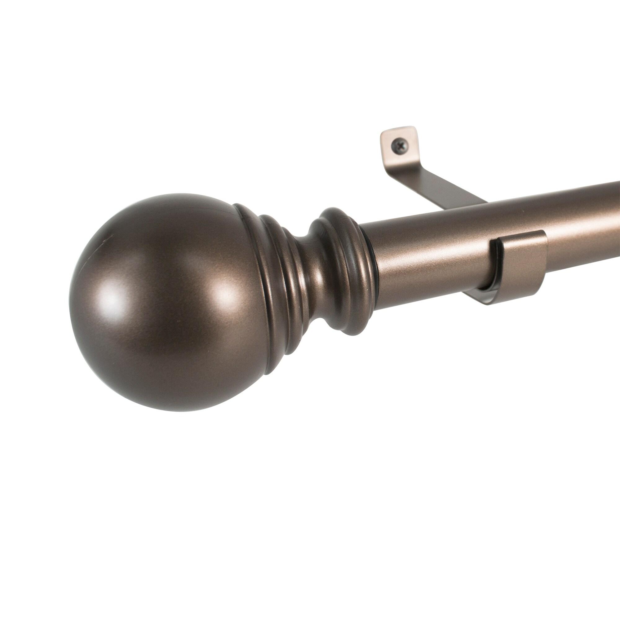 Decopolitan 1" Diameter Ball Telescoping Drapery Rod Set 36-72" Bronze