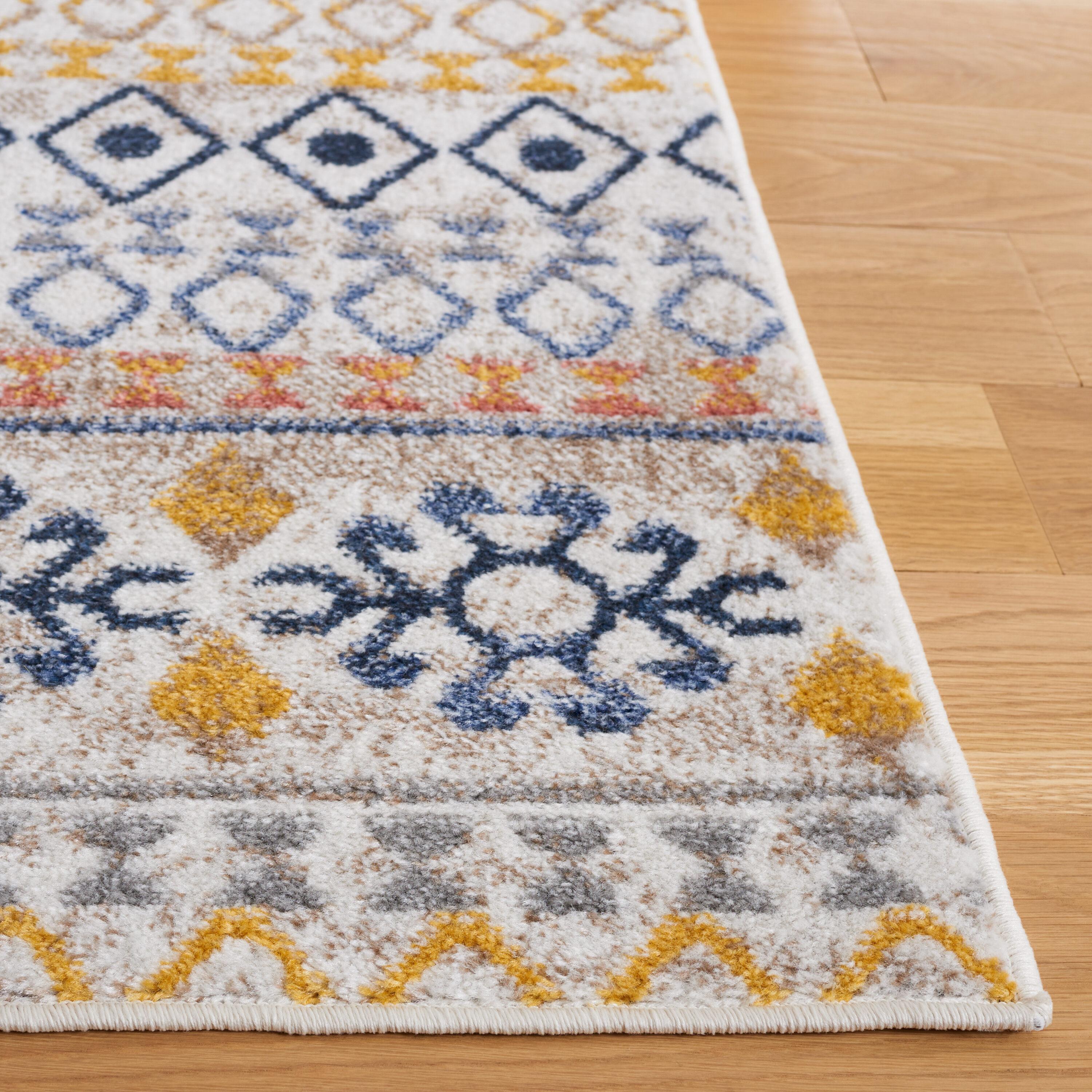 SAFAVIEH Astoria Brion Southwestern Area Rug, Ivory/Blue Rust, 6'7" x 6'7" Square