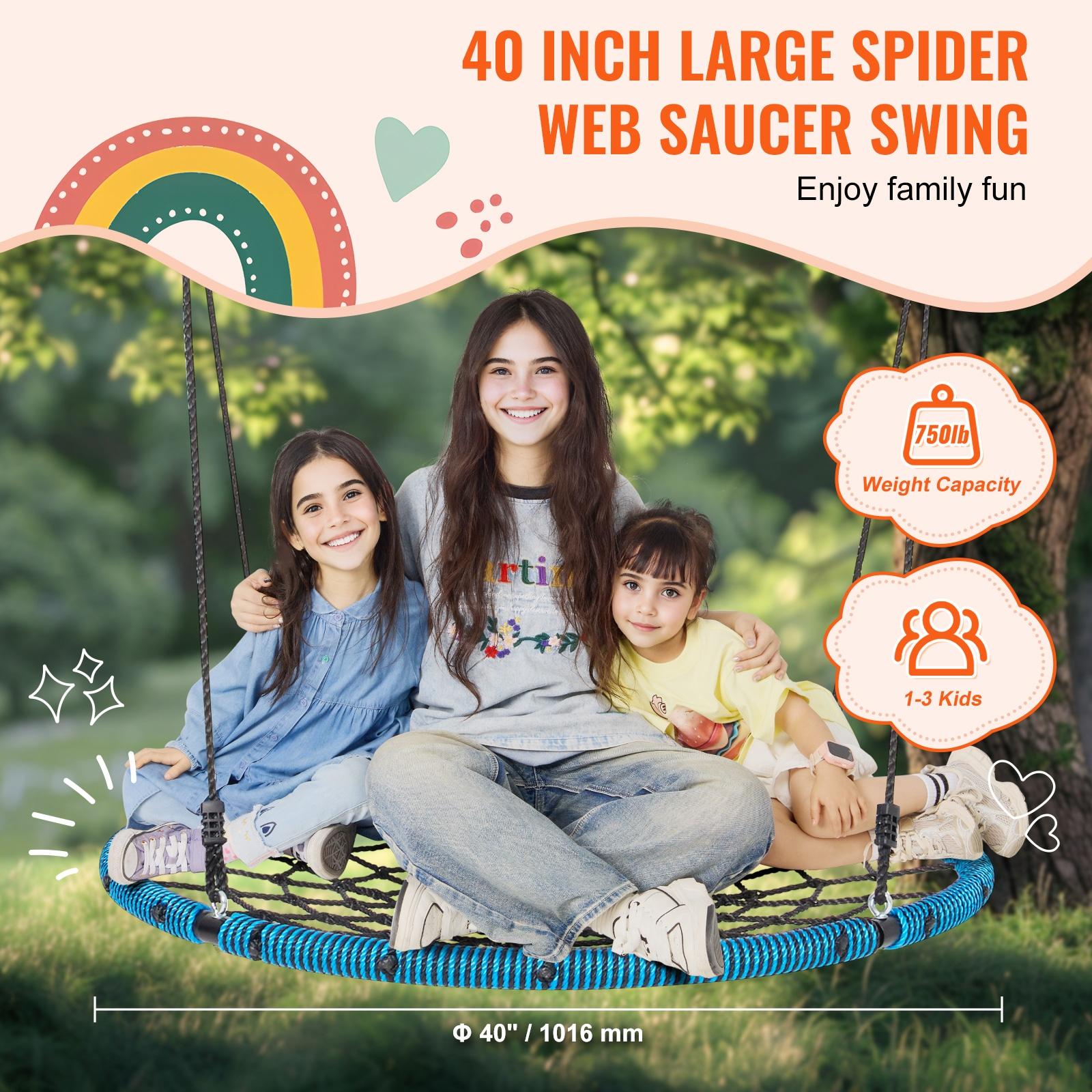 Blue and Black 40" Spider Web Saucer Swing Set