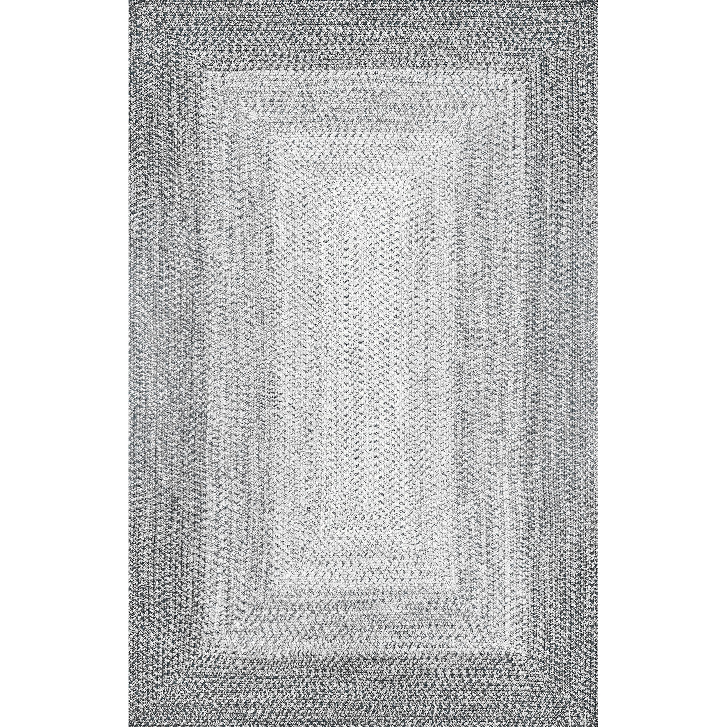 Nuloom Jayda Braided Gradience Indoor/Outdoor Outdoor - Light Gray 4' x 6'