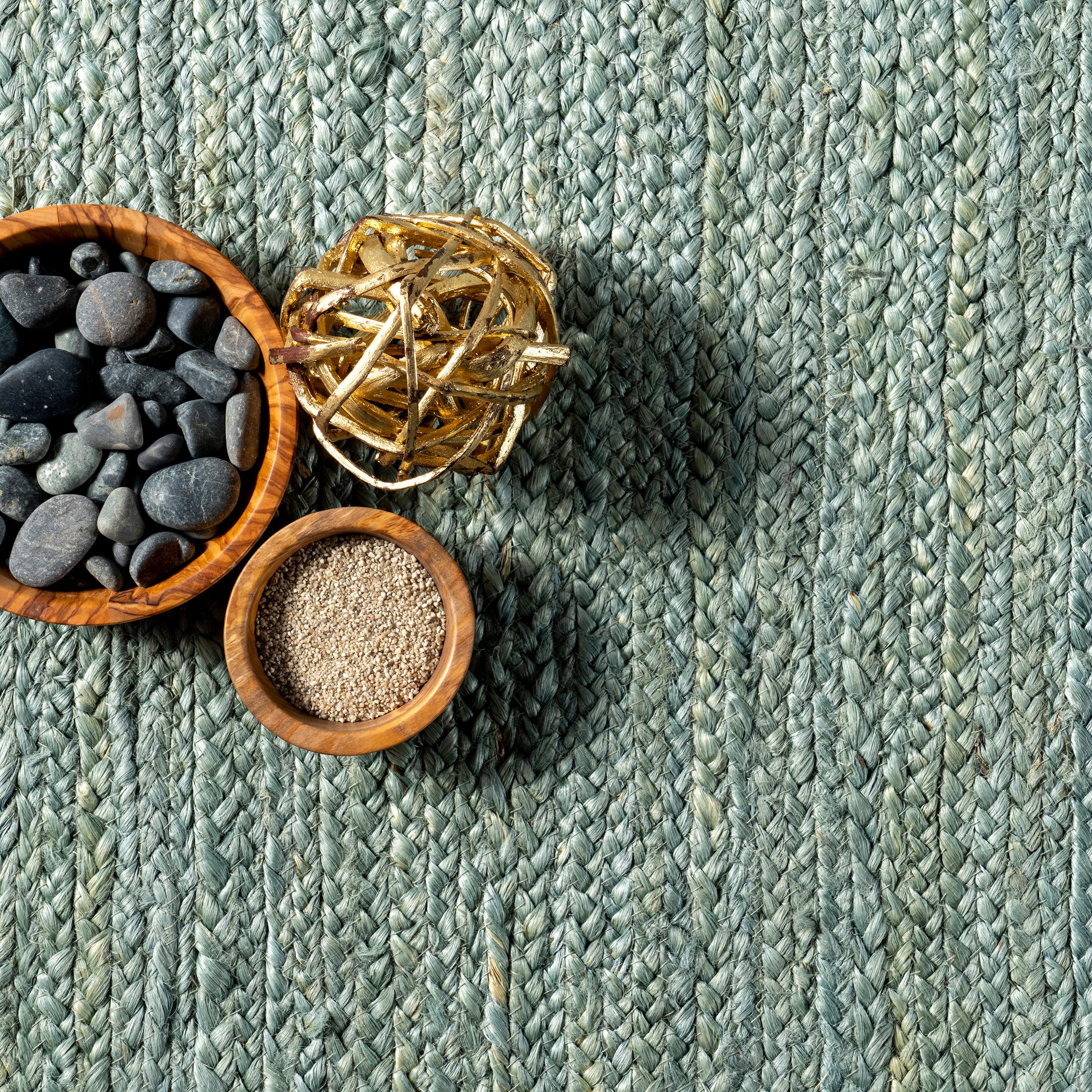 Nuloom 6x9 Rigo Jute Hand Woven Area Rug, Green, Solid Farmhouse Design, Natural Fiber Bedroom, Living Room, Kitchen