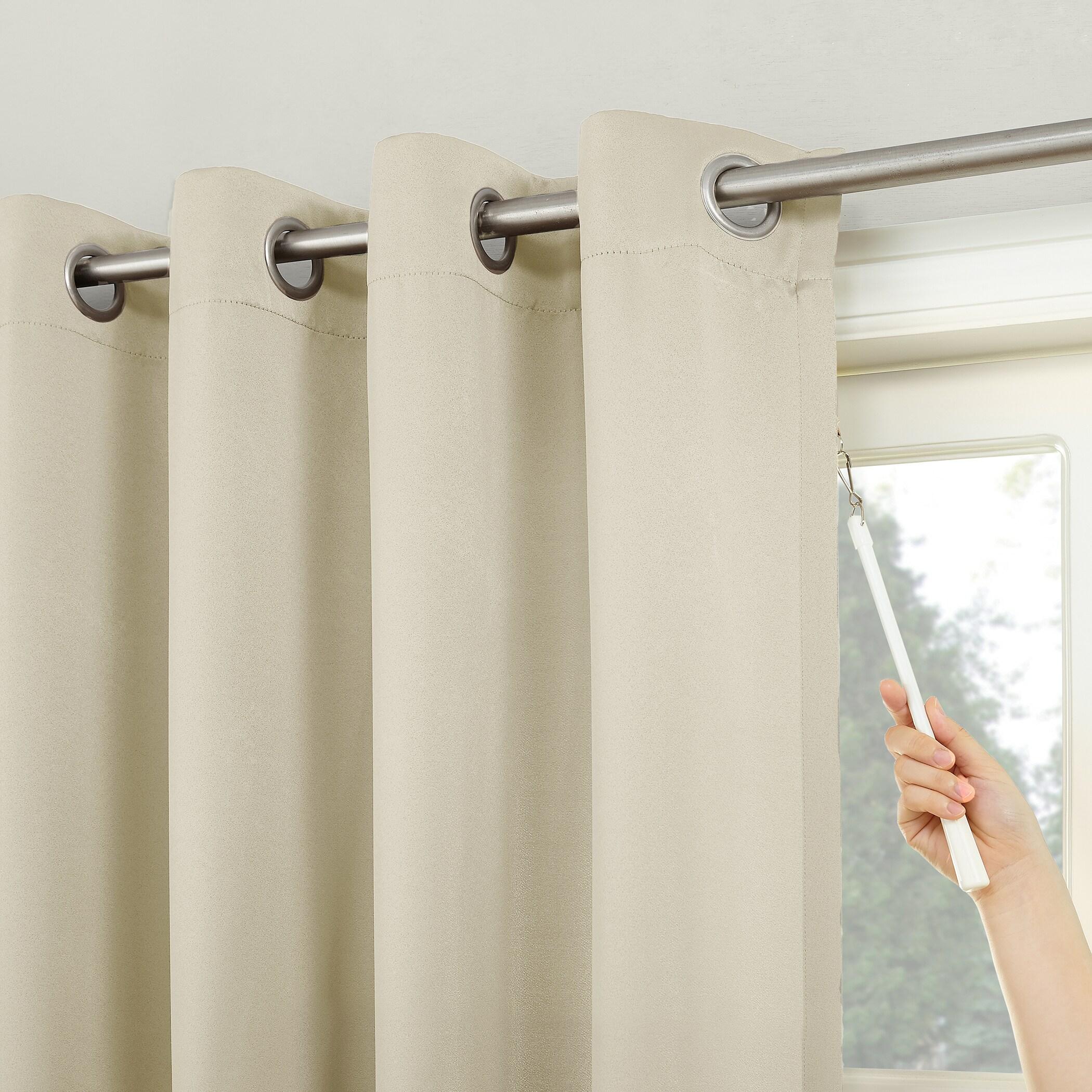 Sun Zero Conrad Extra-Wide Blackout Sliding Patio Door Curtain Panel, Pearl, 100X84, 100"X84", Pearl