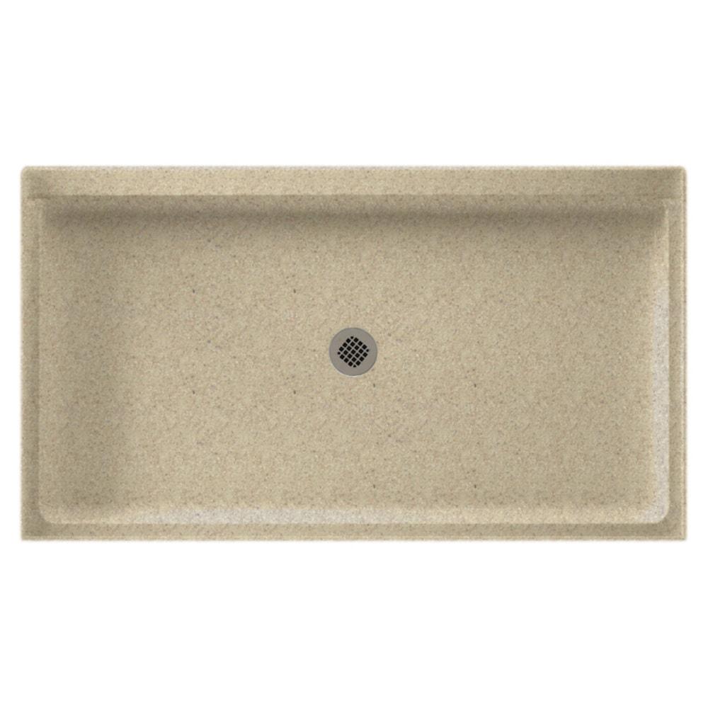 Prairie Beige Solid Surface Rectangular Shower Base with Center Drain