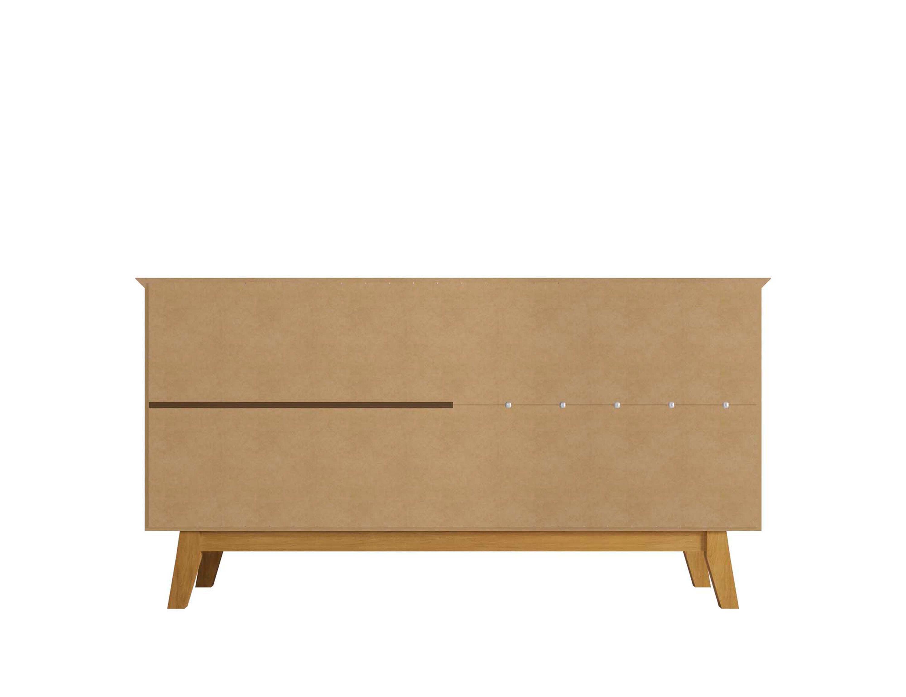 62.99" Yonkers Sideboard White - Manhattan Comfort: Mid-Century Buffet, Storage Console with 4 Doors & Fixed Shelves