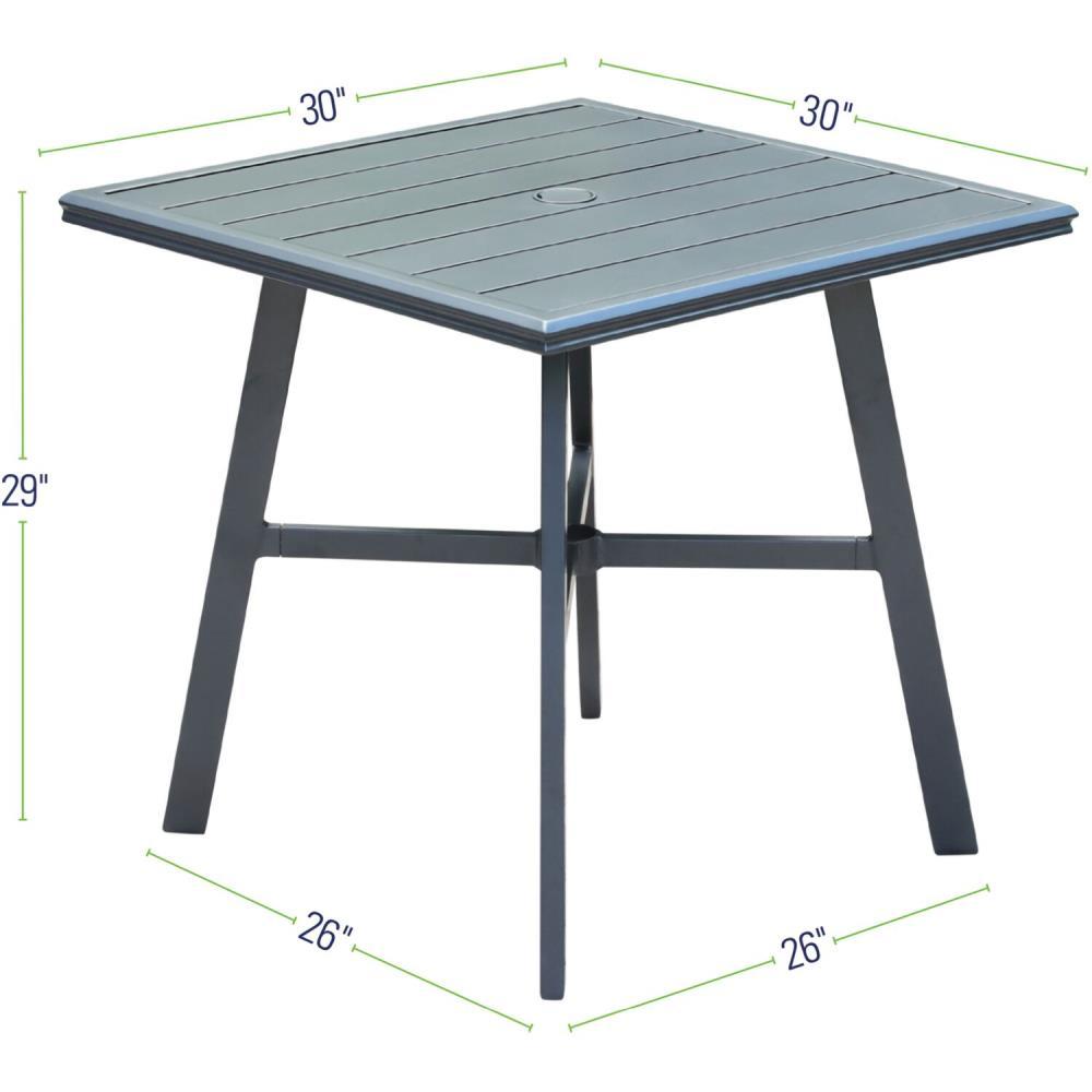 Hanover All-Weather Commercial-Grade Aluminum 30" Square Slat-Top Bistro Table