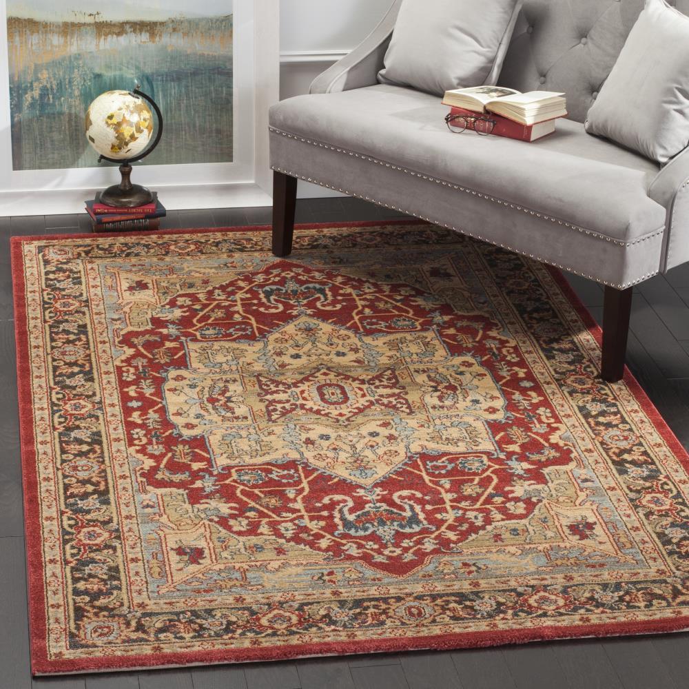 Mahal MAH625 Power Loomed Indoor Area Rug - Natural/Navy - 6'7"x9'2" - Safavieh.