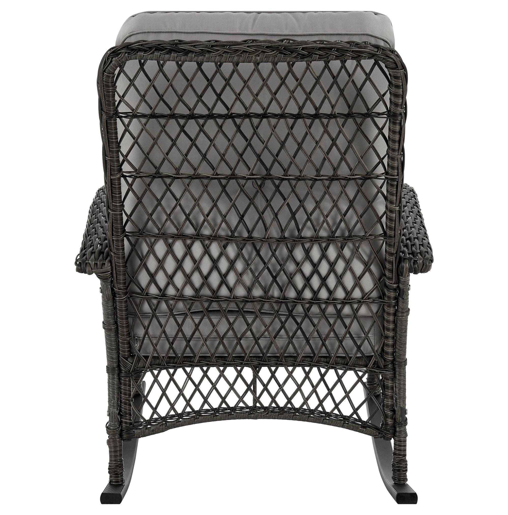 Furttuo Steel Rattan Outdoor Rocking Chair with Cushions