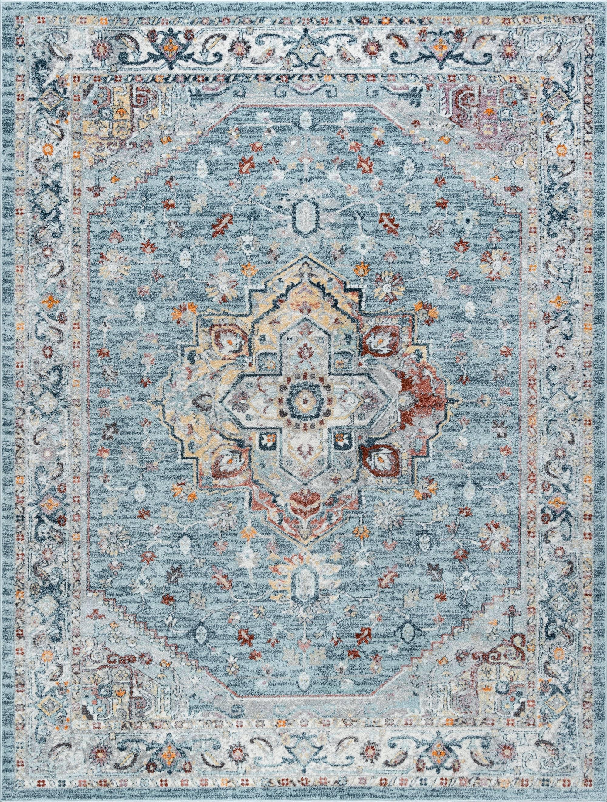Tayse Wakefield 5 x 8 (ft) Loomed Polypropylene Gray Blue Rectangular Indoor Area rug