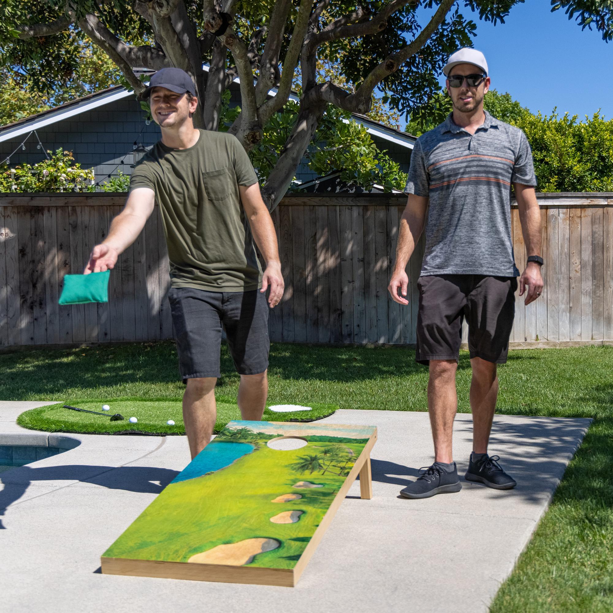 Gosports 4'x2' Reguation Size Premium Wood Cornhole Set - Golf Themed Design