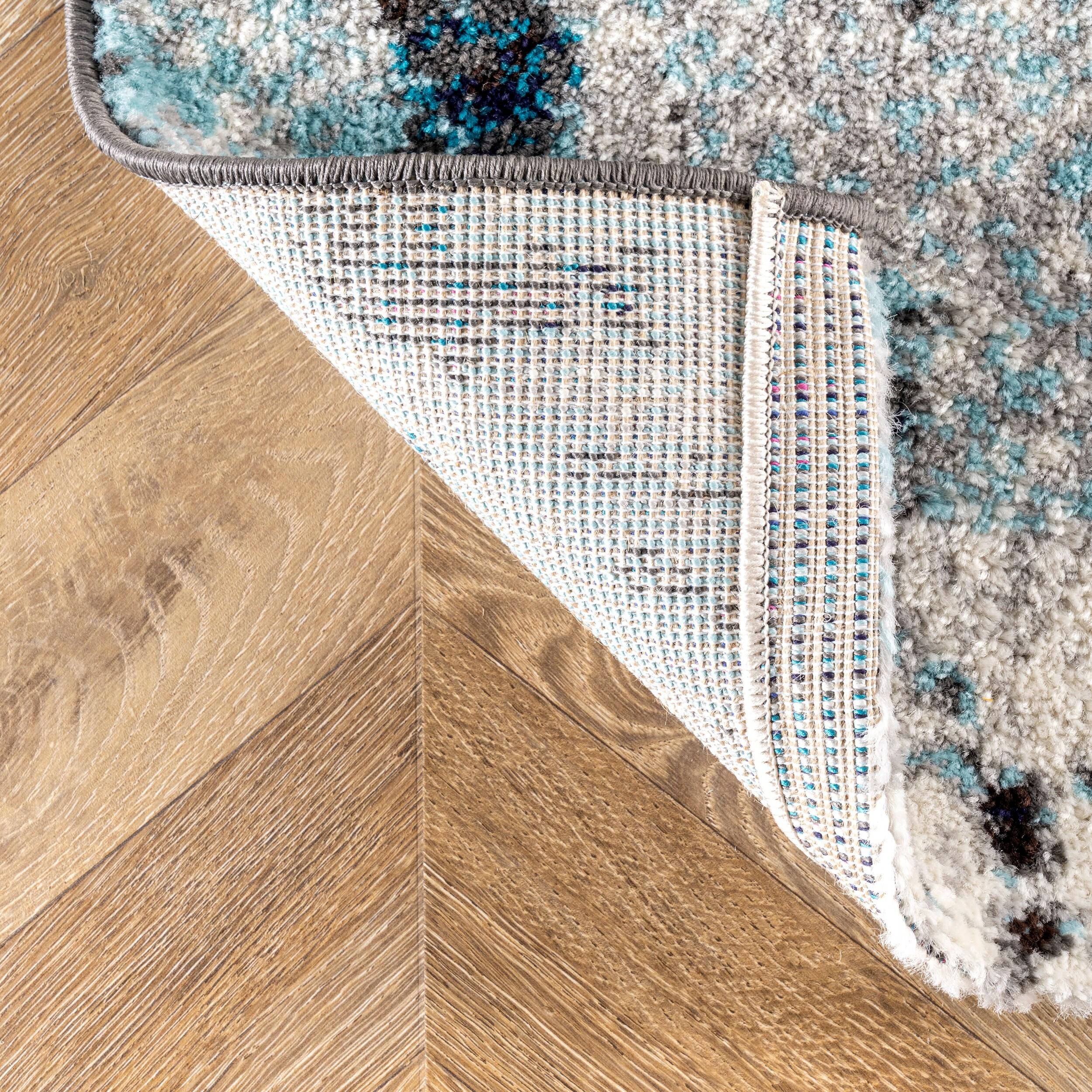 Nuloom Haydee Abstract 5 Round Indoor Area Rug for Living Room Bedroom Dining Room Kitchen, Teal/Ivory