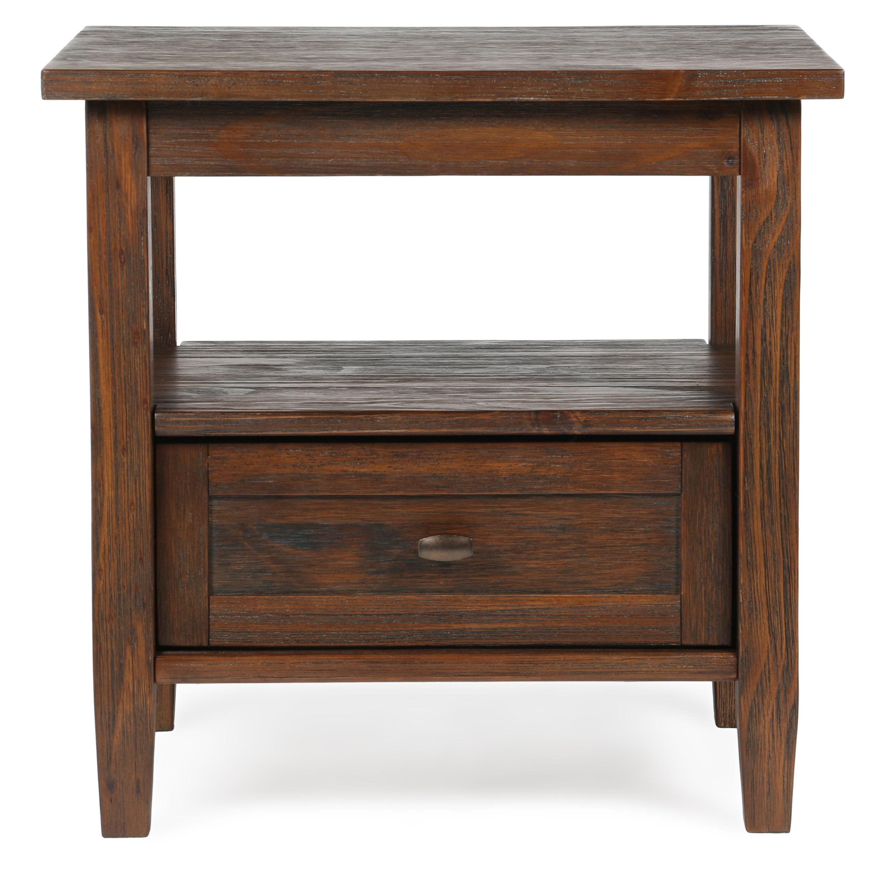 Warm Solid Wood End Table with Storage