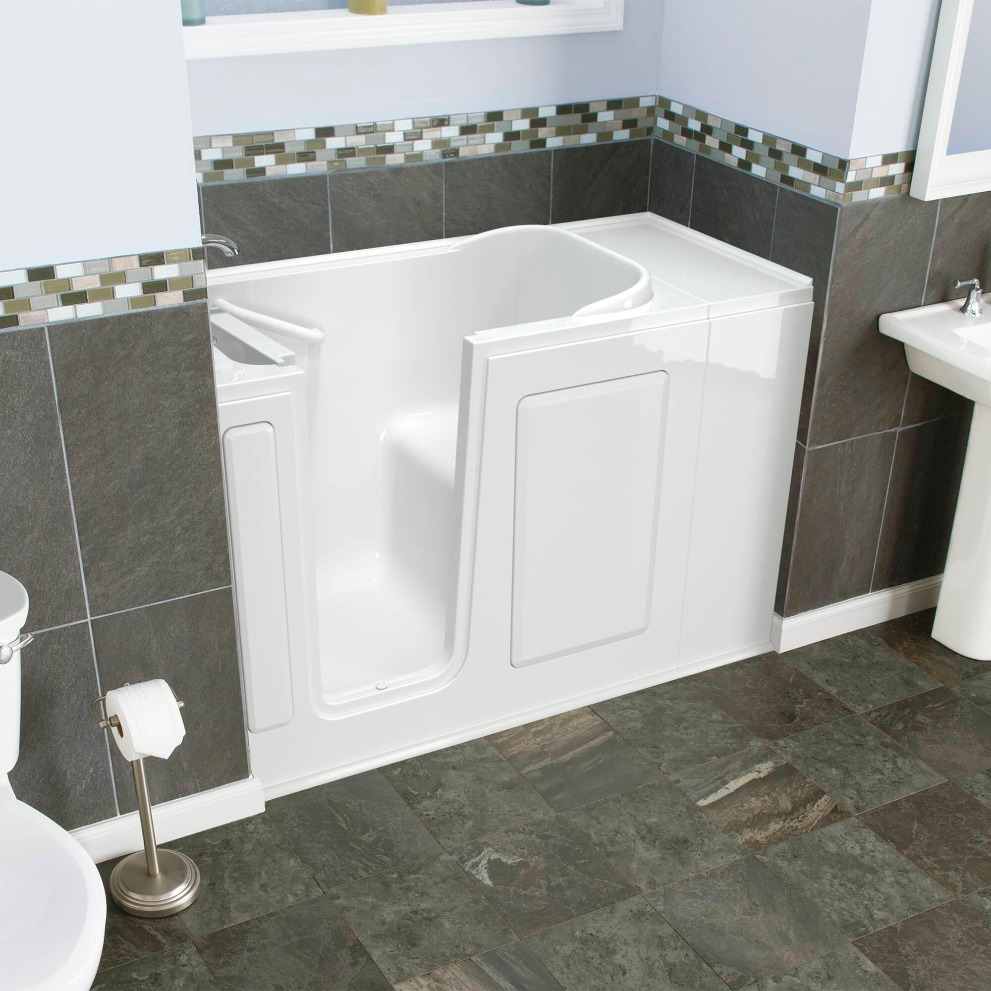 Safety Tubs 48'' x 29.75'' Walk-in Soaking Fiberglass Bathtub with Faucet SSA4828LS-WH