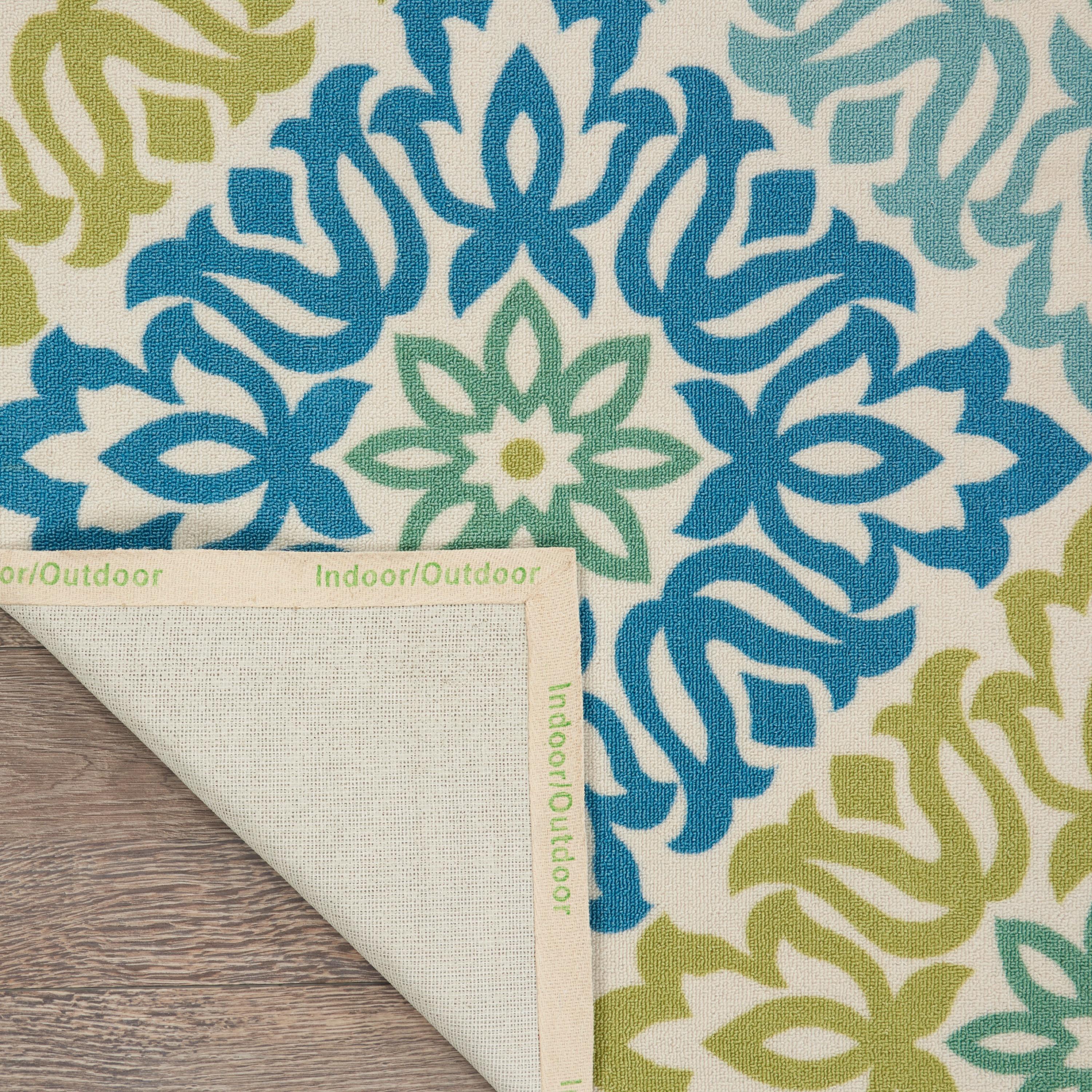Waverly Sun & Shade "Sweet Things" Marine Indoor/Outdoor Area Rug by Nourison SND23 7'9" x 10'10"