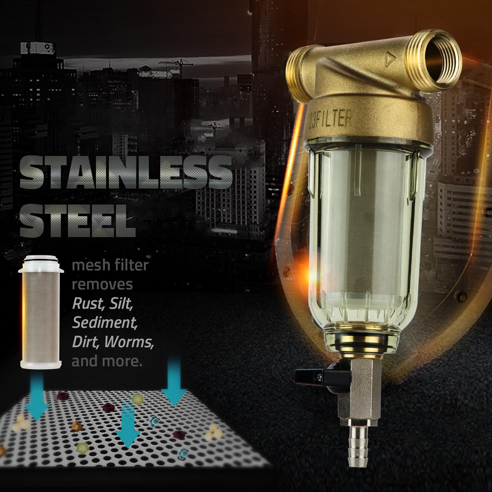 iSpring WSP-50SL Reusable Whole House Spin Down Sediment Water Filter Softener, Includes Siliphos Helps Prevent Scale and Corrosion, 1" MNPT + 3/4" FNPT, 50 Micron