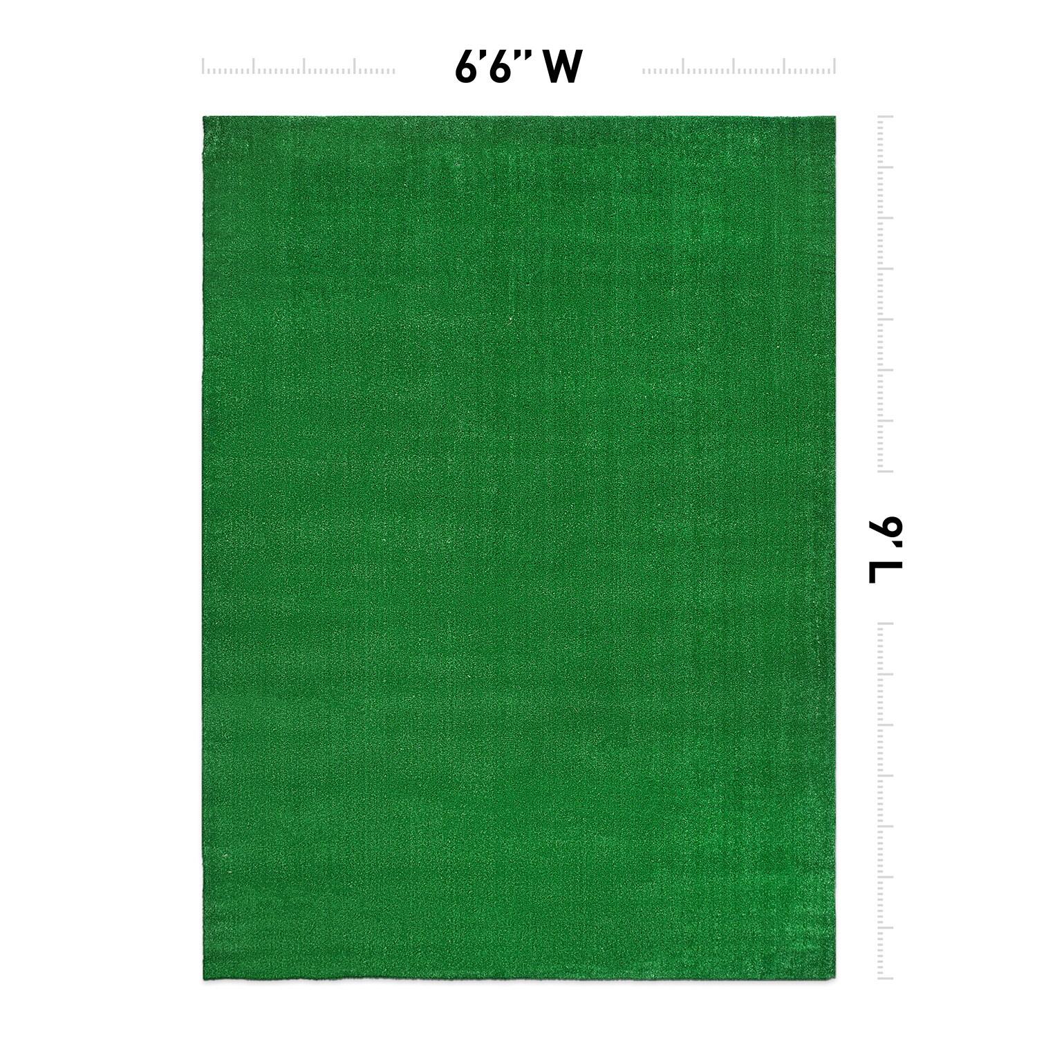 World Rug Gallery Artificial Turf Solid Grass Indoor Outdoor Area Rug - GREEN 6'6"x9'