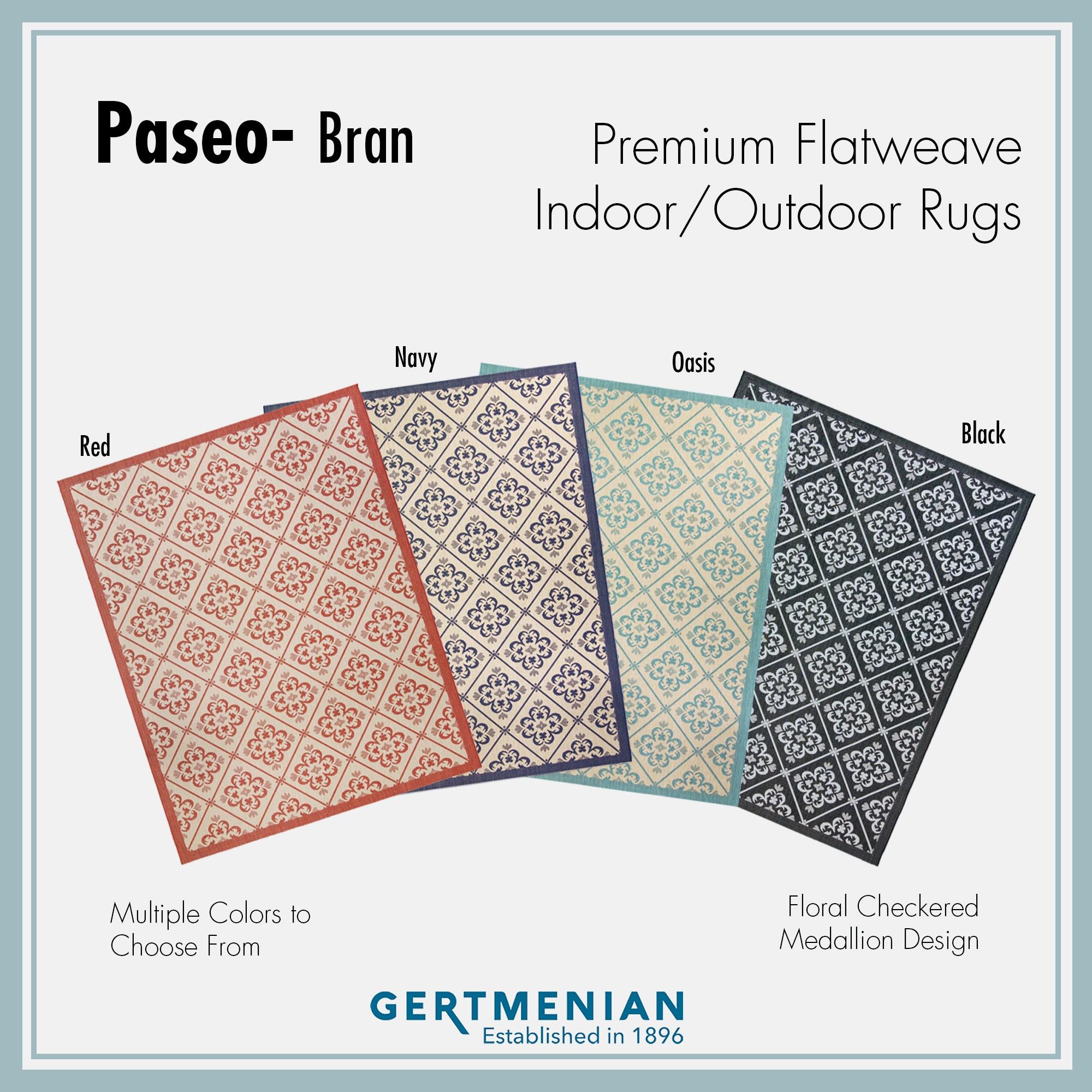 Gertmenian Paseo Bran Black/White Transitional Checkered Medallion Indoor/Outdoor Flatweave Area Rug