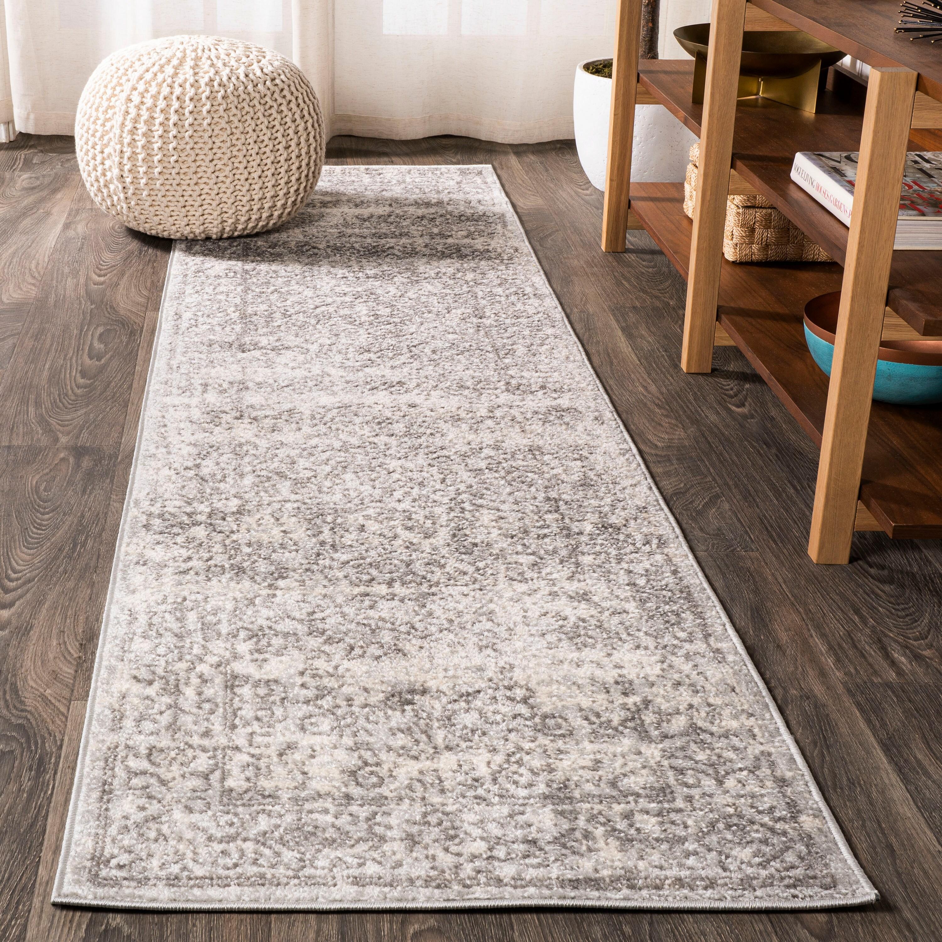 2'x8' Ferro Filigree Charcoal Black and White Area Rug, Gray/Dark Gray - JONATHAN Y