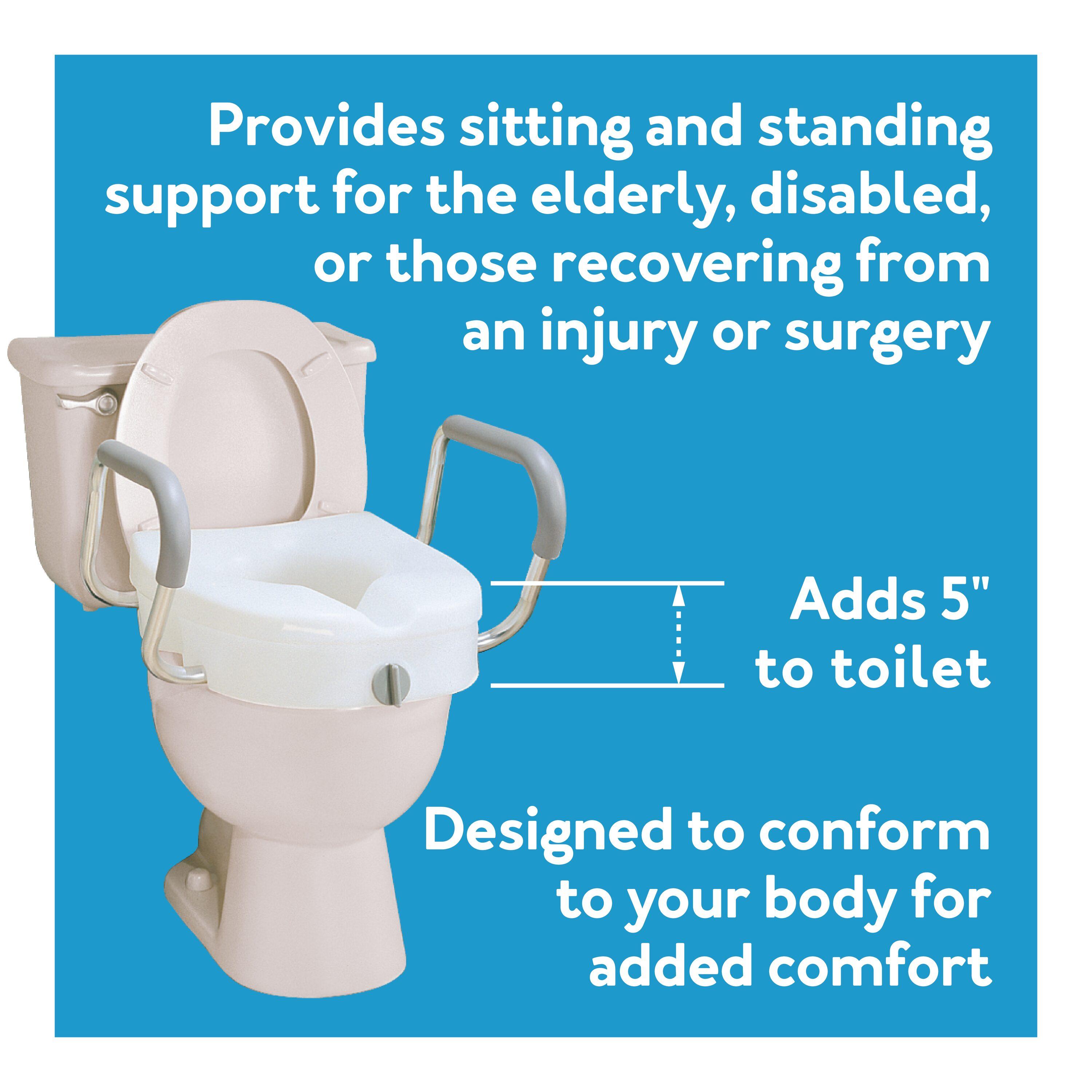 Carex E-Z Lock Raised with Armrests Toilet Seat - White