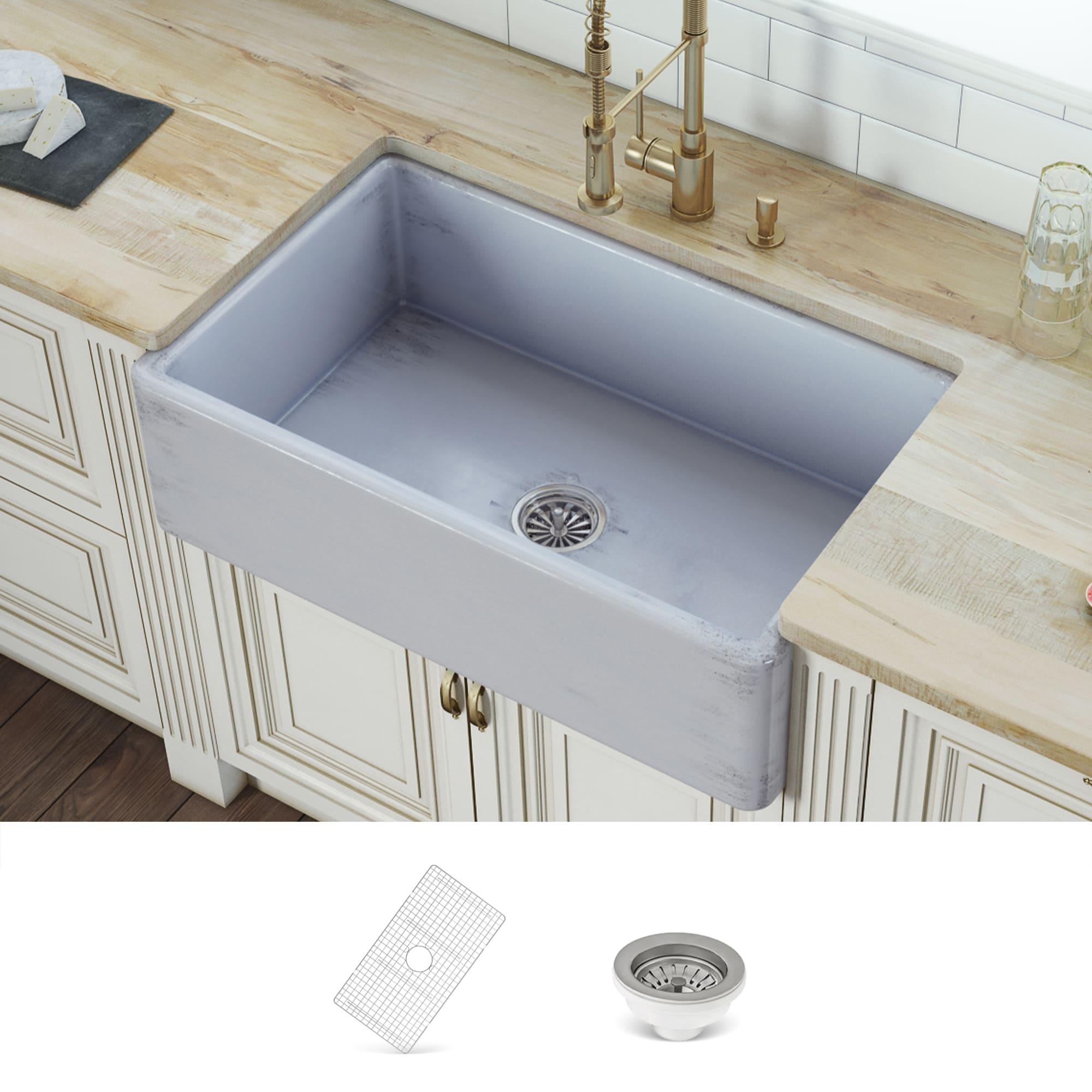 Ruvati 33 inch Fireclay Farmhouse Apron-Front Kitchen Sink Reversible