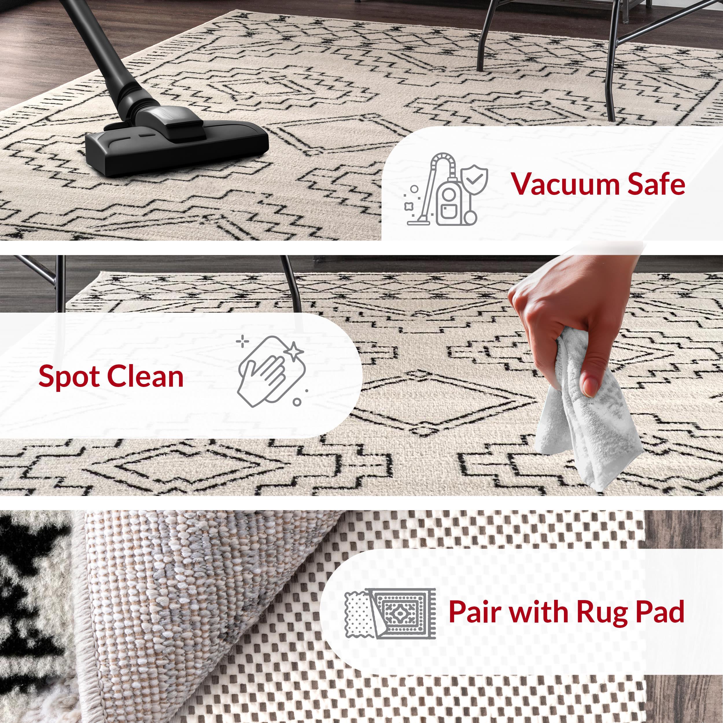 Gray 8' x 10' Rectangular Stain-Resistant Synthetic Area Rug