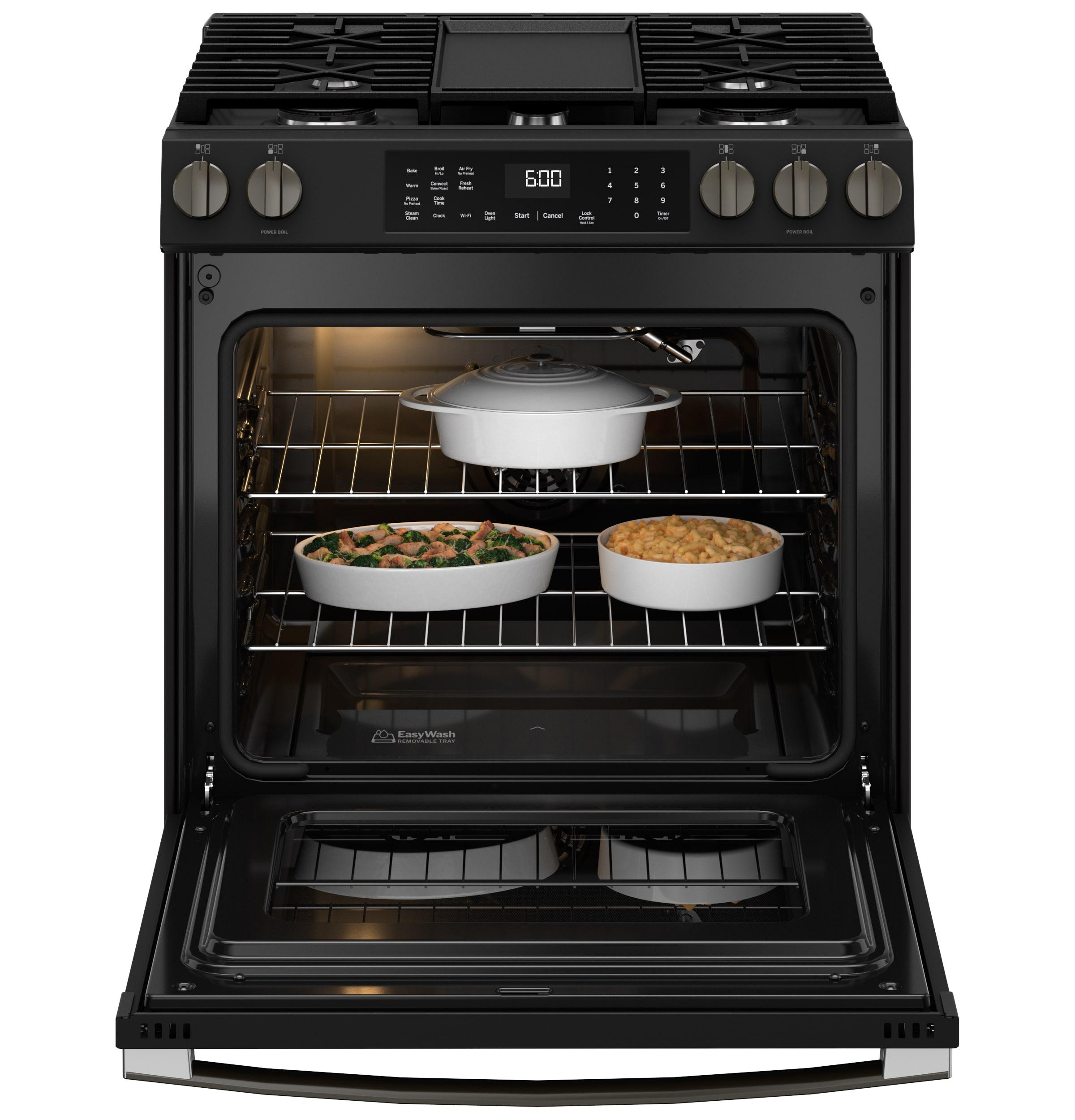 GE 30" Slide-In Front-Control Convection Gas Range with No Preheat Air Fry GGS600AVDS