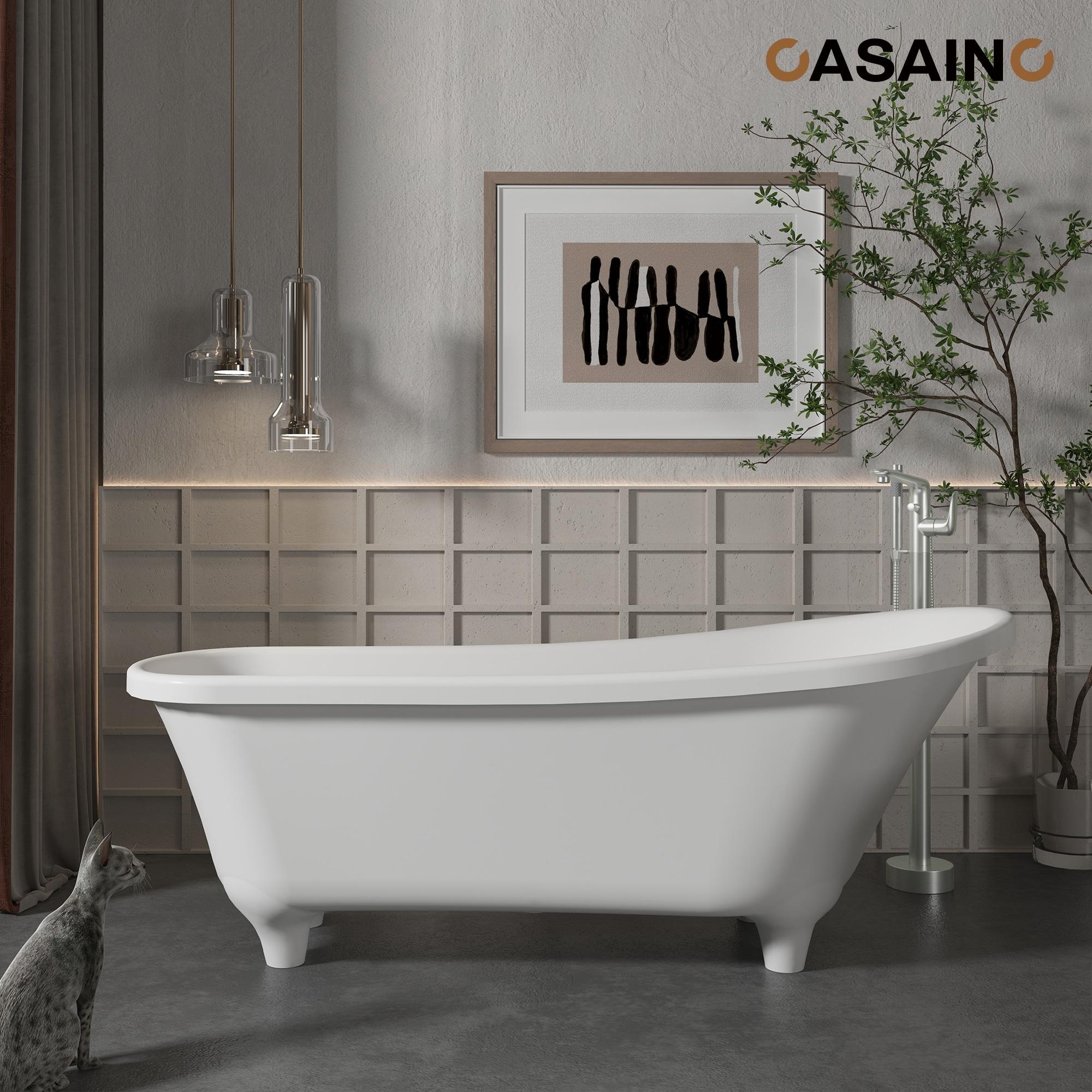 CASAINC KCLT0054-BN Single Handle Freestanding Bathtub Faucet with Diverter and Handshower